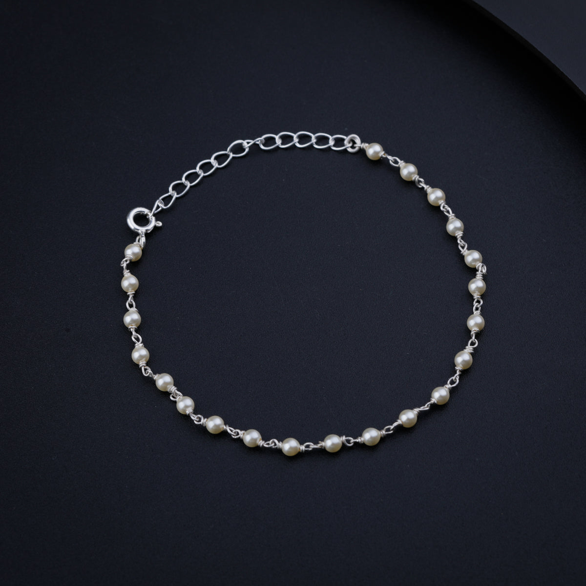 Cream Pearl Silver Bracelet