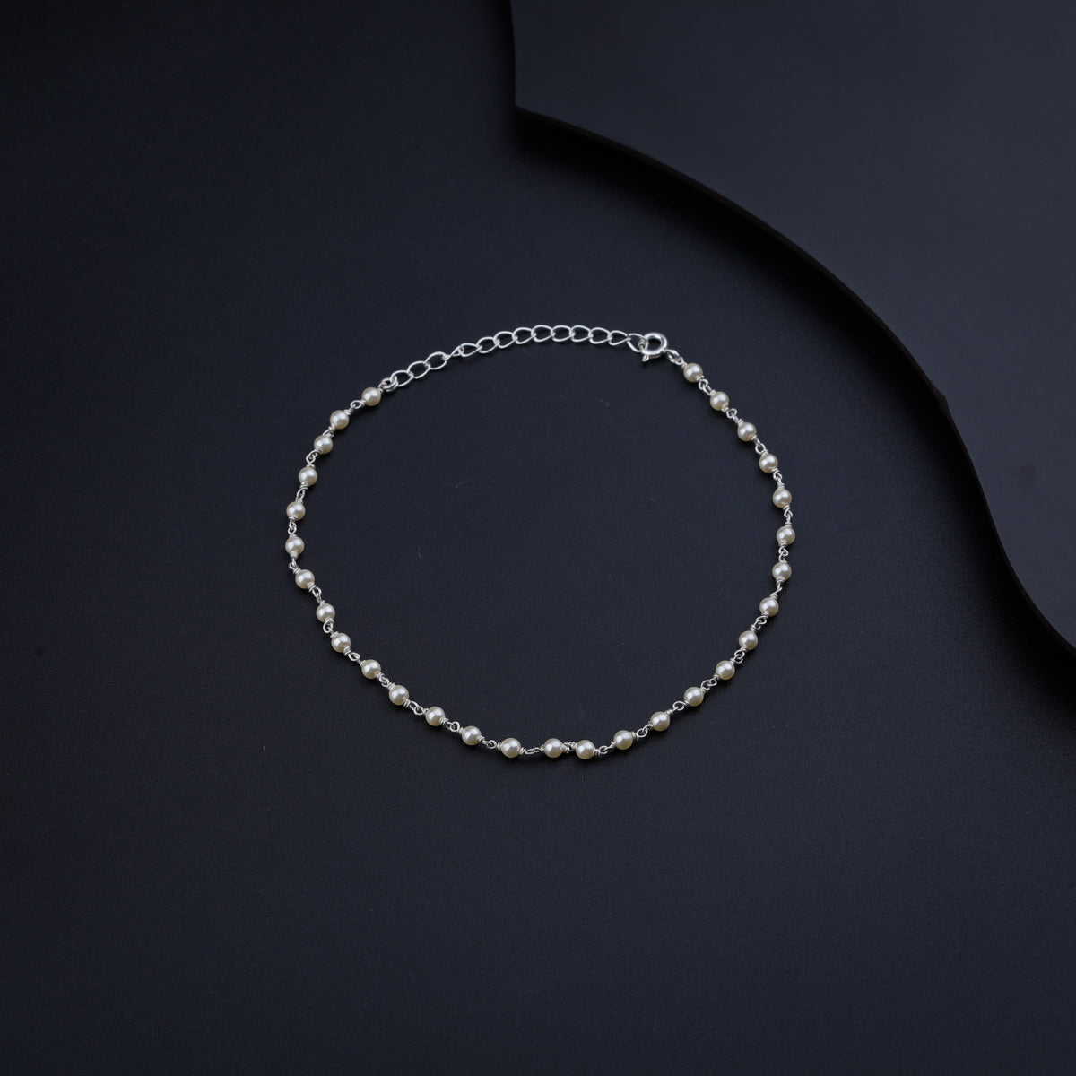 Cream Pearl Silver Anklet