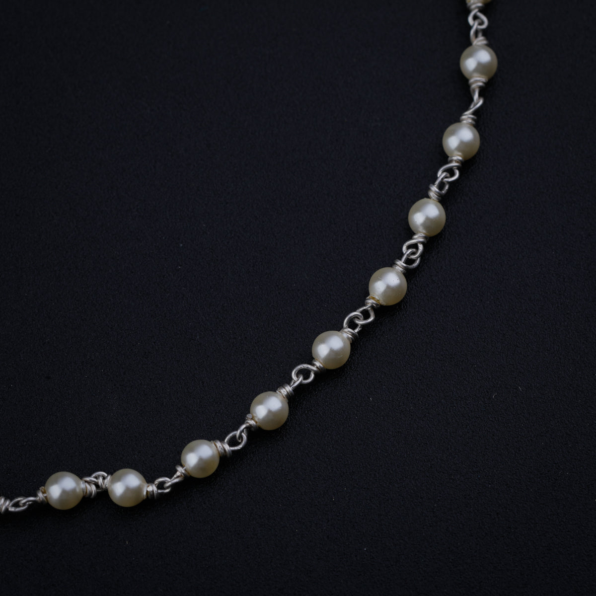 Cream Pearl Silver Anklet