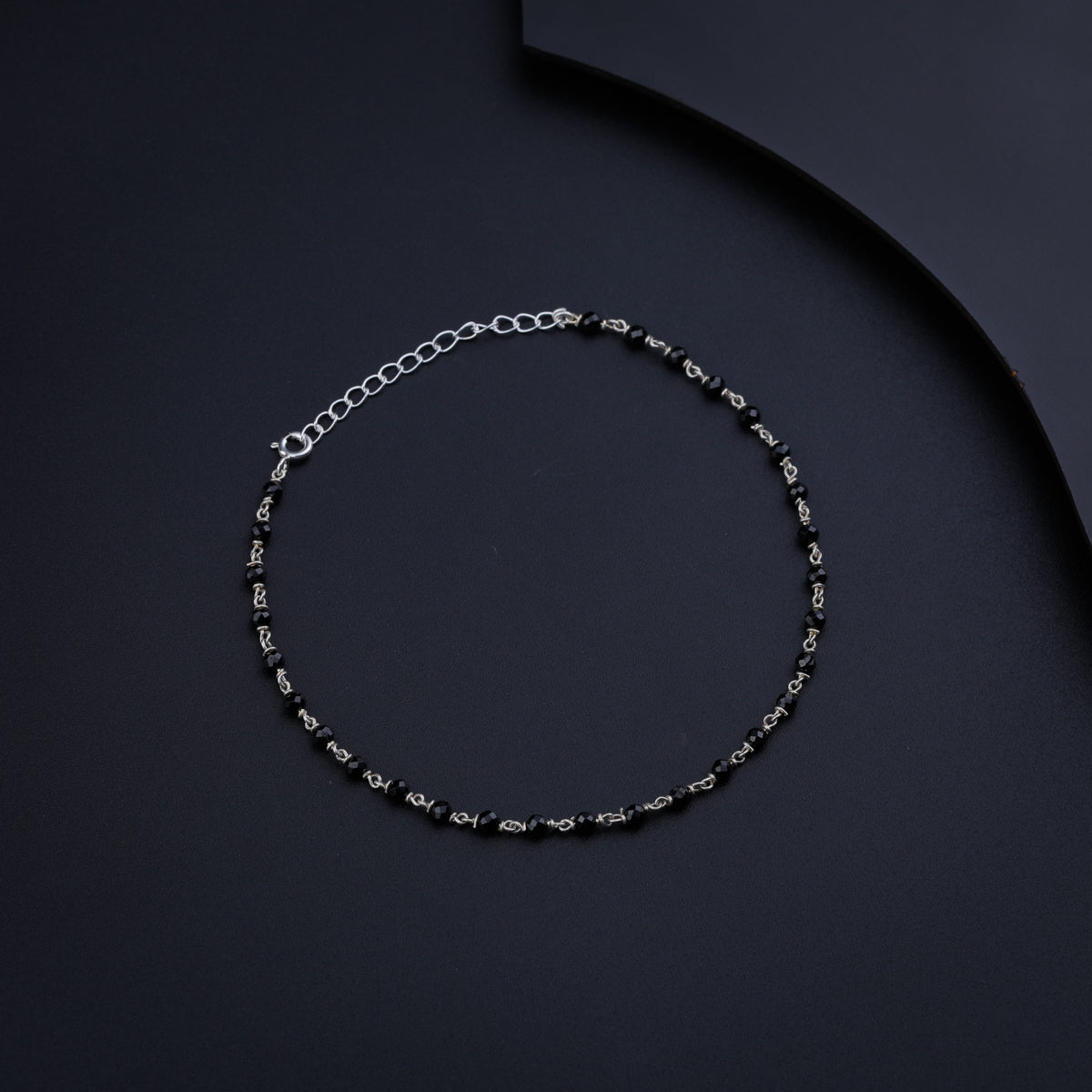 Black Spinel Silver Bracelet