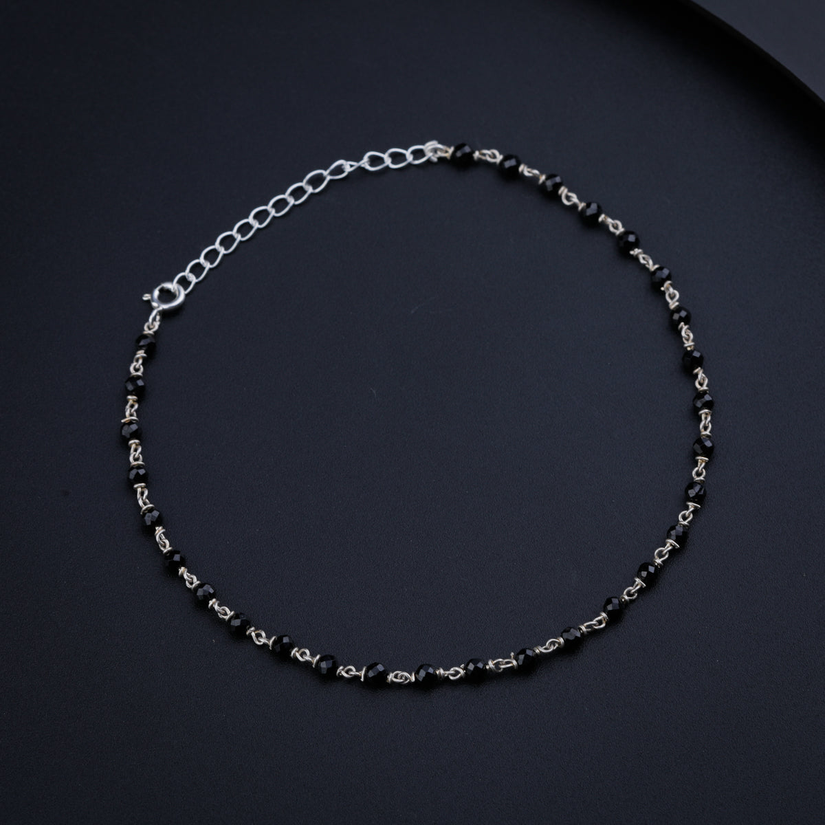 Black Spinel Silver Bracelet