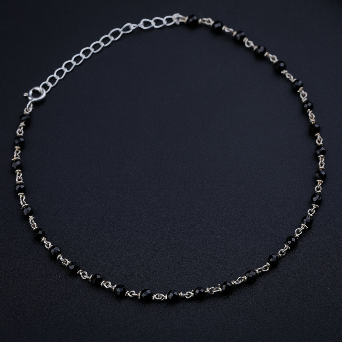 Black Spinel Silver Bracelet