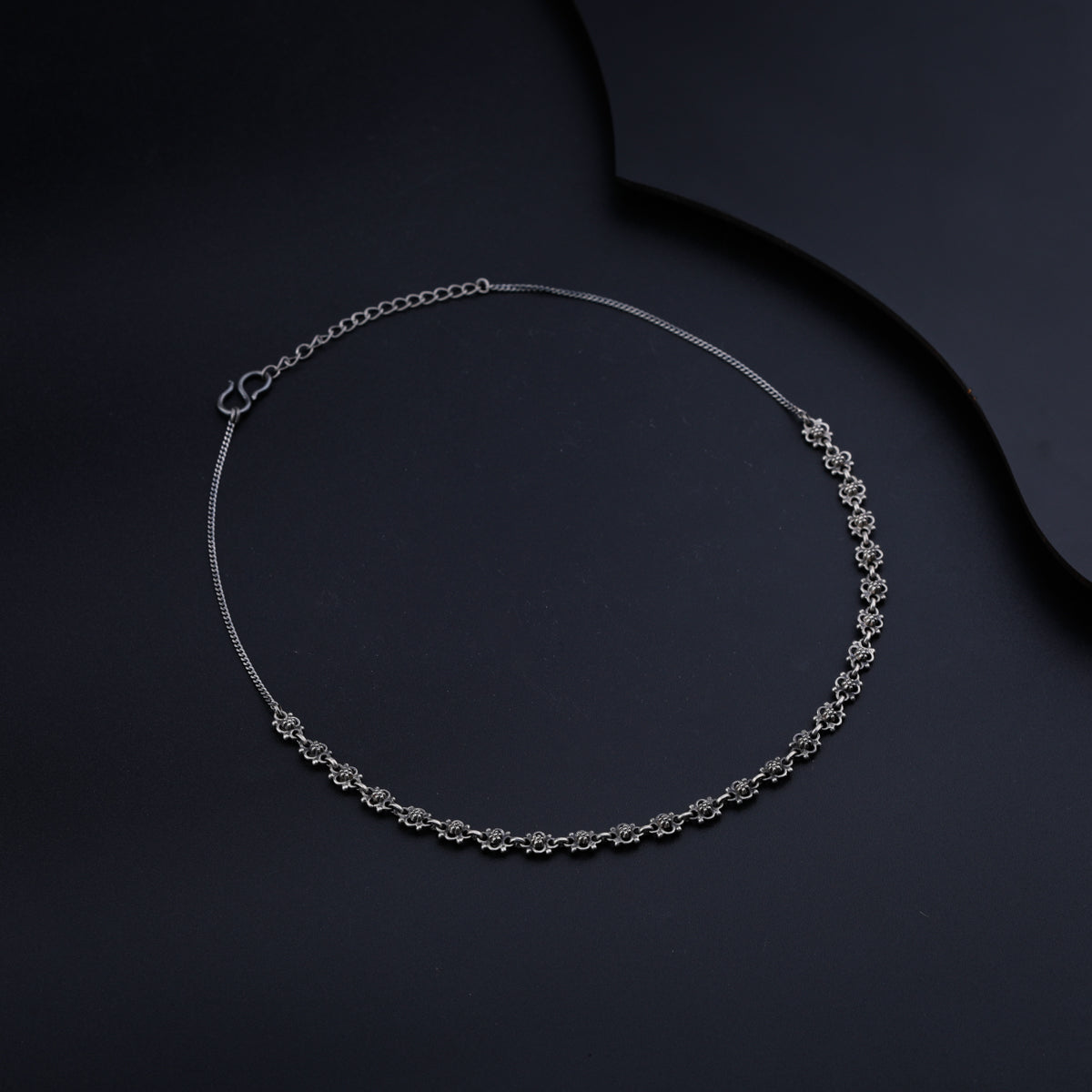 Oxidized Silver Choker Necklace