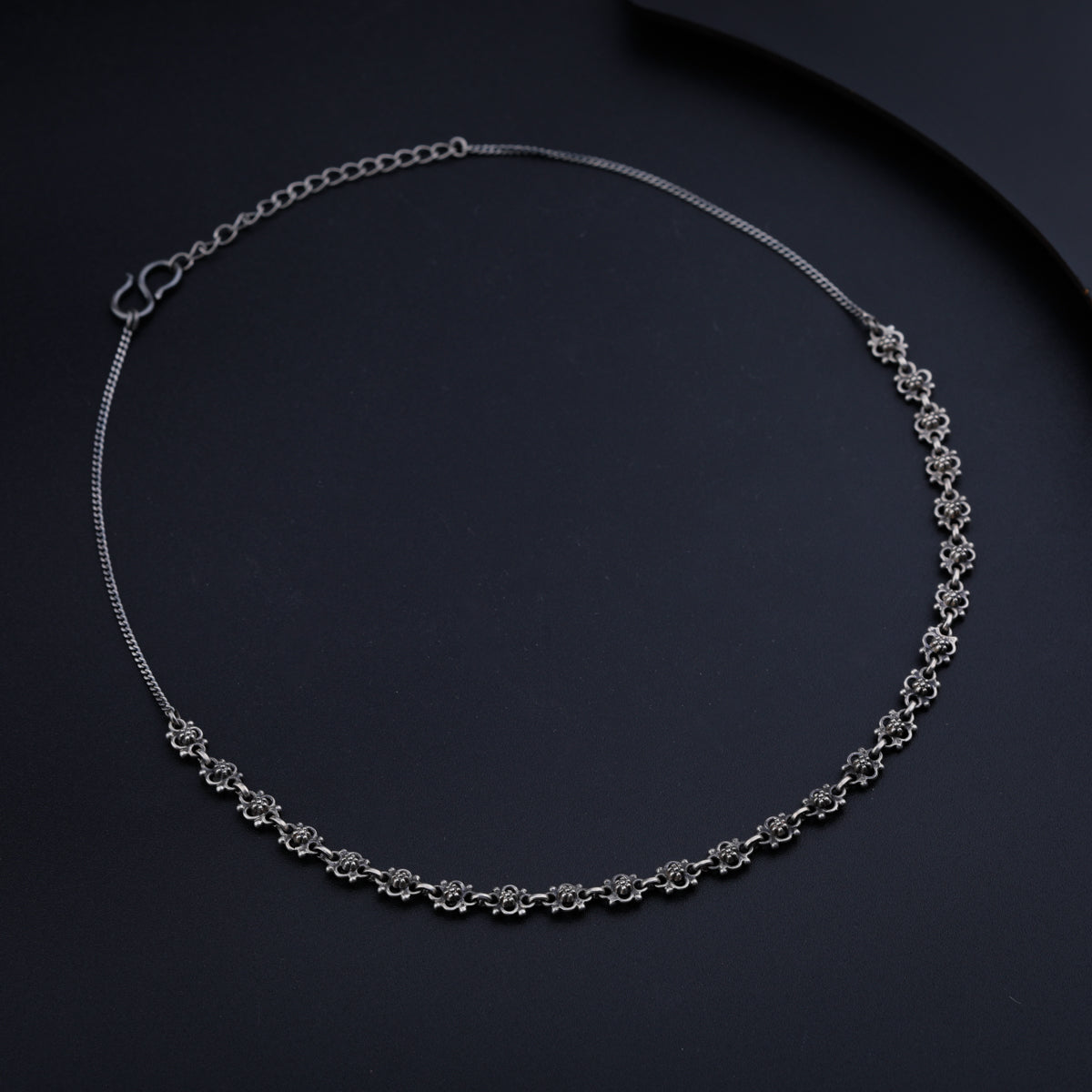 Oxidized Silver Choker Necklace