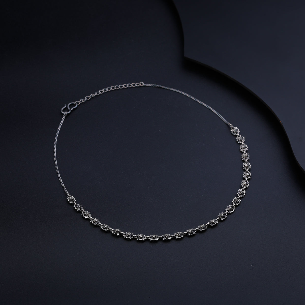 Oxidized Silver Choker Necklace