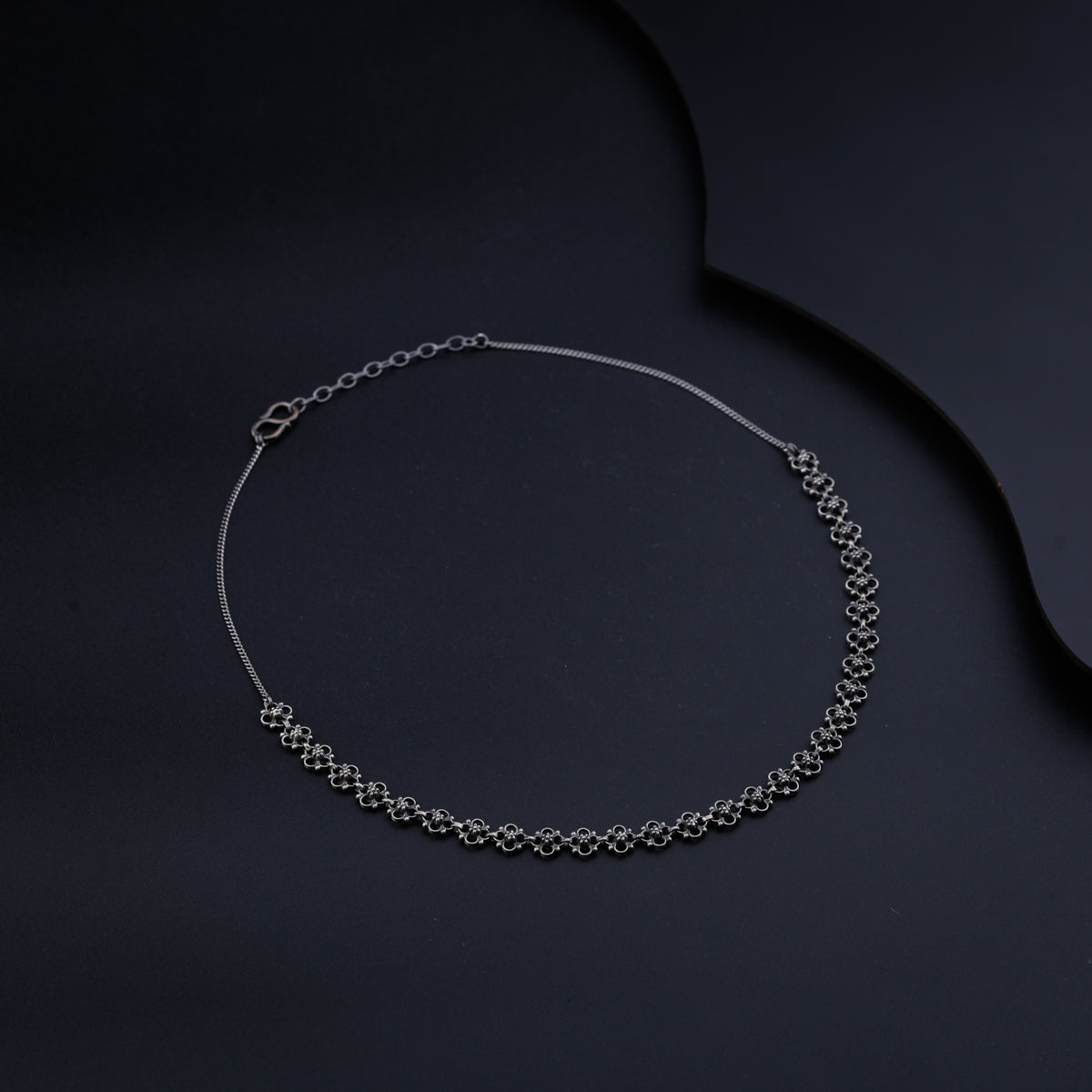 Oxidized Silver Choker Necklace