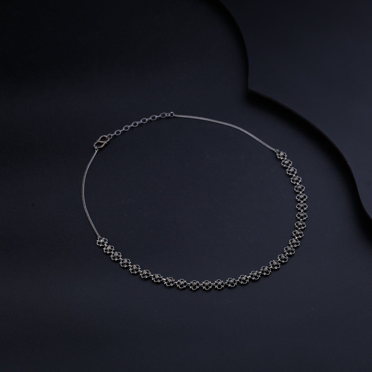 Oxidized Silver Choker Necklace