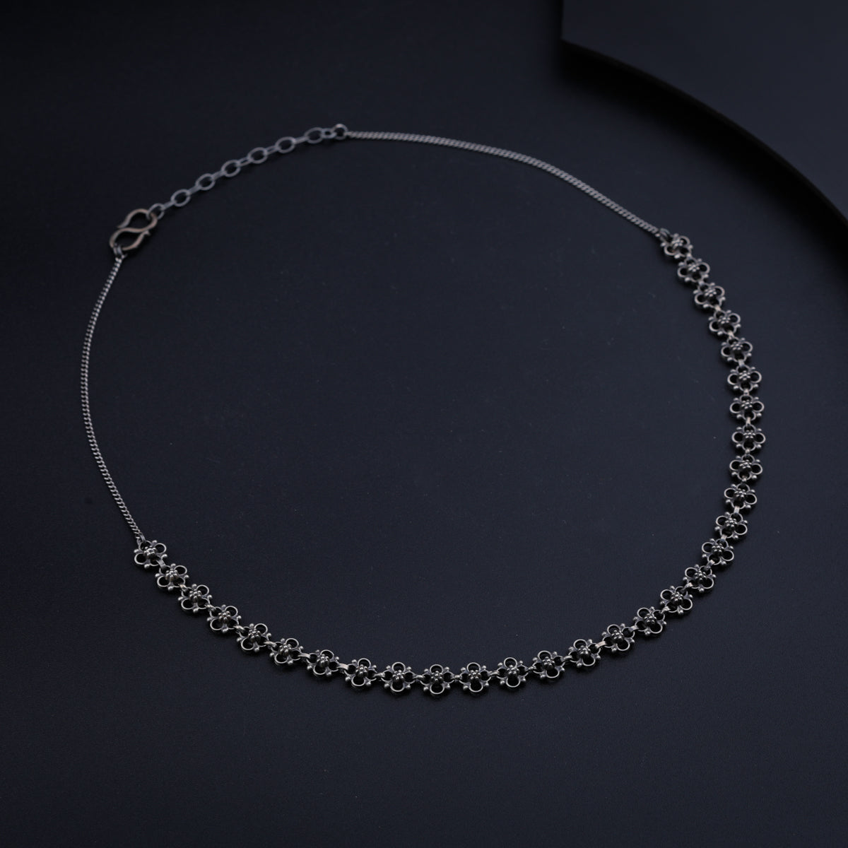 Oxidized Silver Choker Necklace