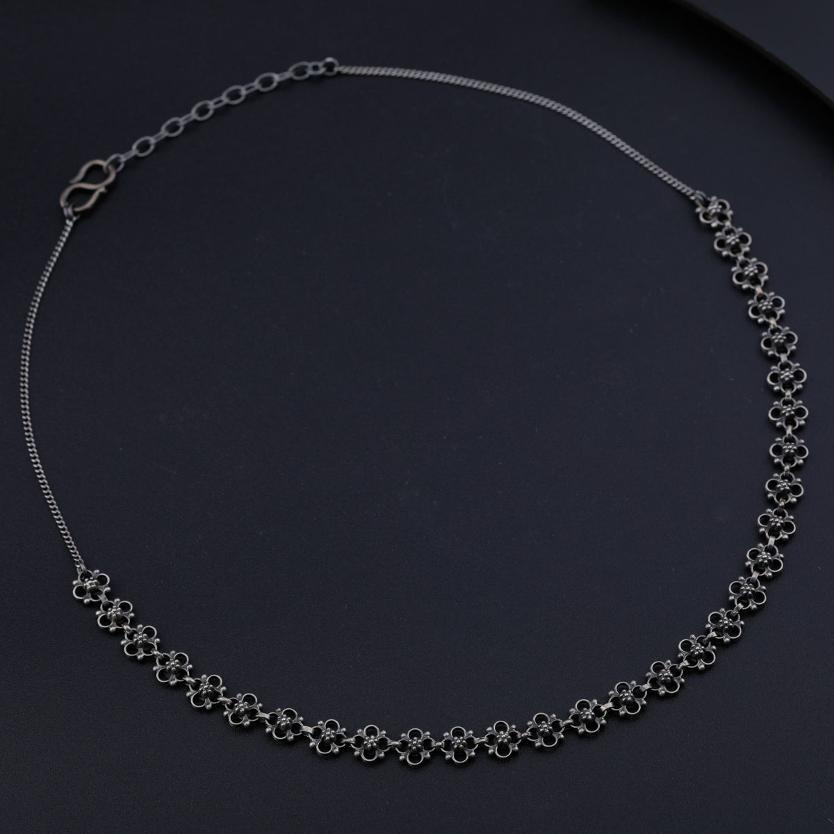 Oxidized Silver Choker Necklace