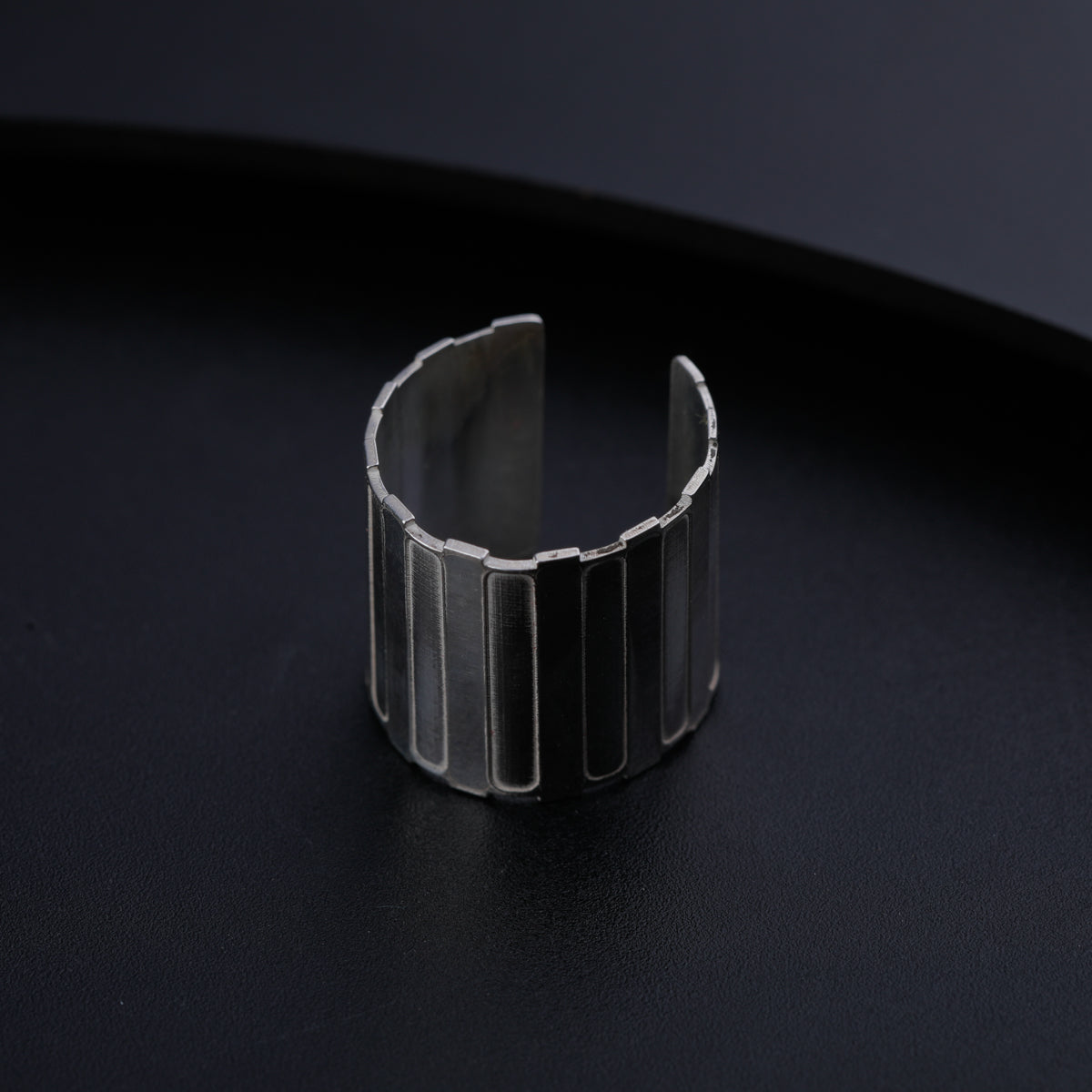 Silver Nakshi Lasercut Cuff Ring