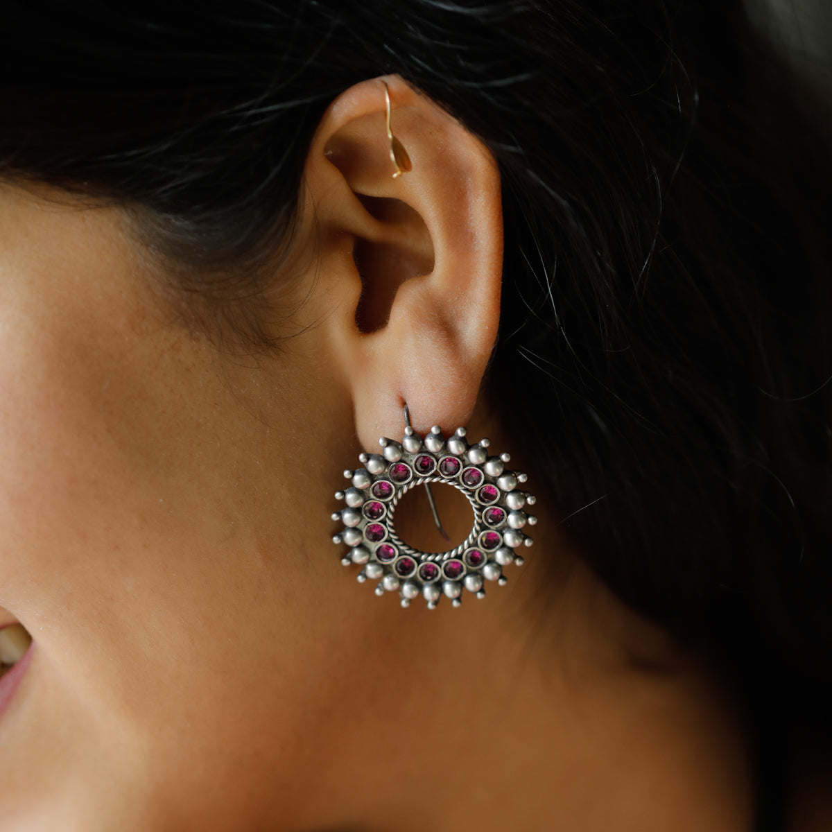 Karwar Chakra Earrings (Pink): Hook Style