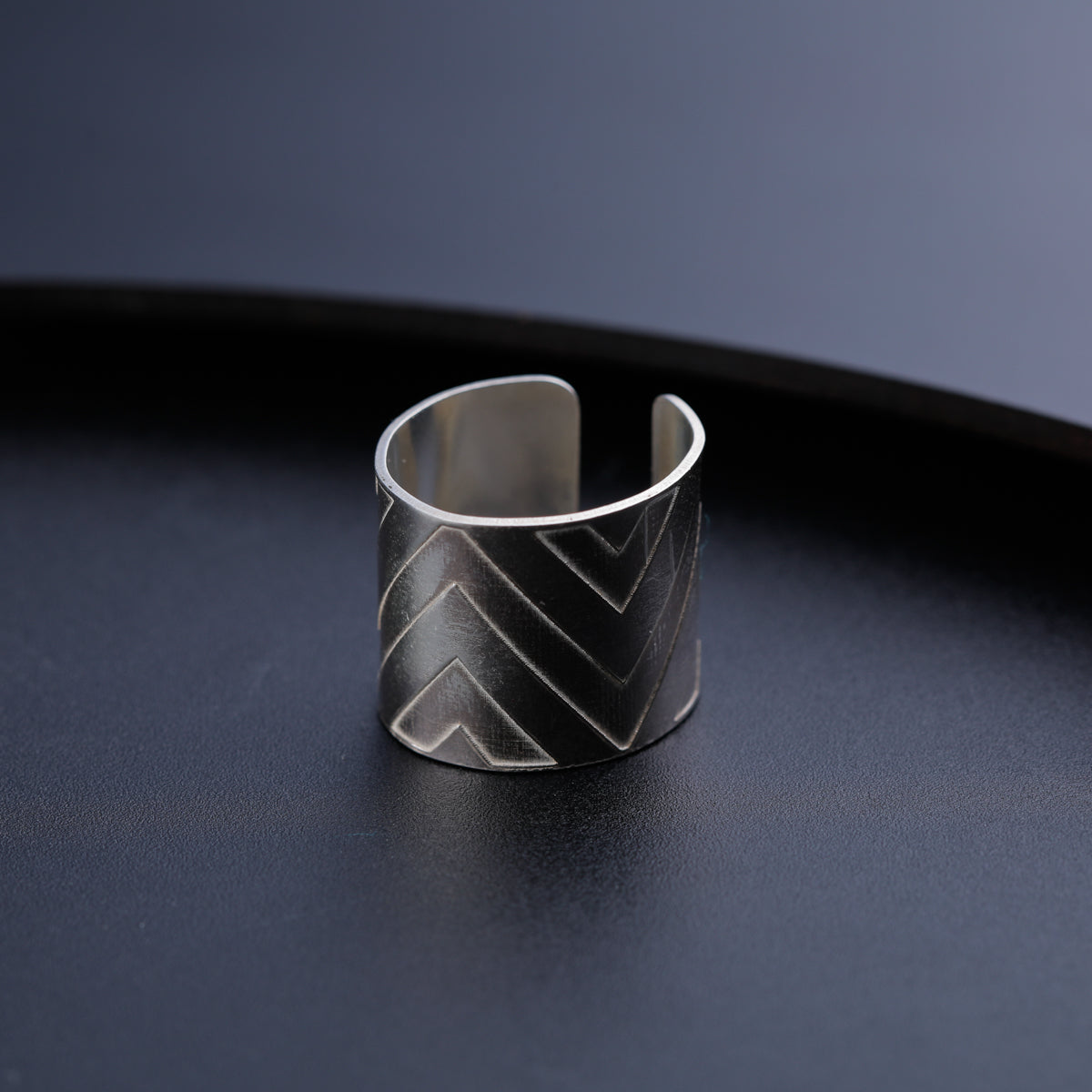 Silver Nakshi Lasercut Cuff Ring