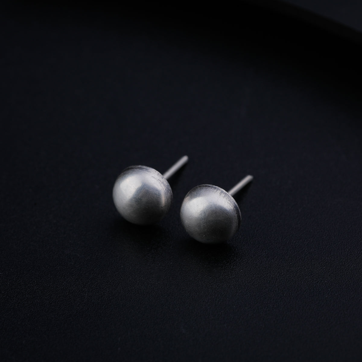 Silver Oxidized Small Dome Earring