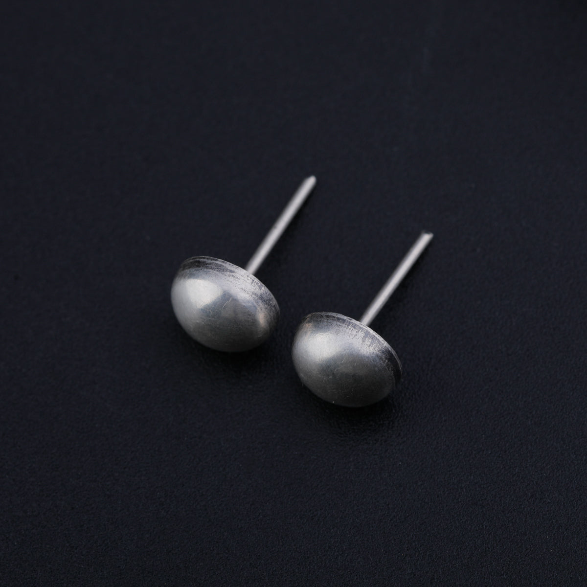 Silver Oxidized Small Dome Earring