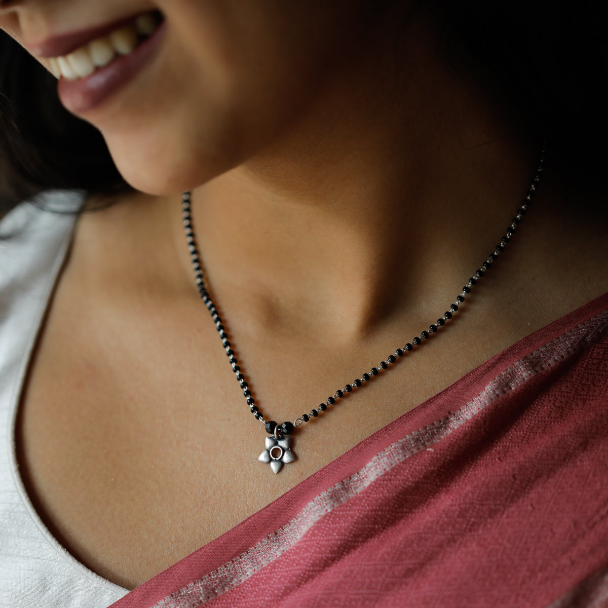 Silver Charm Mangalsutra : Flower