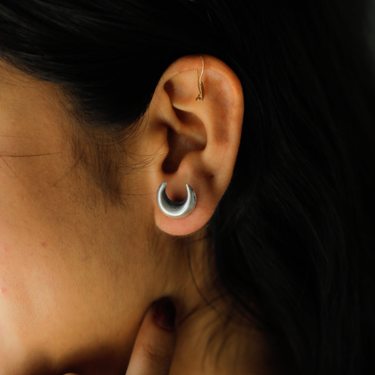 Silver Oxidized Chandrakor Earring