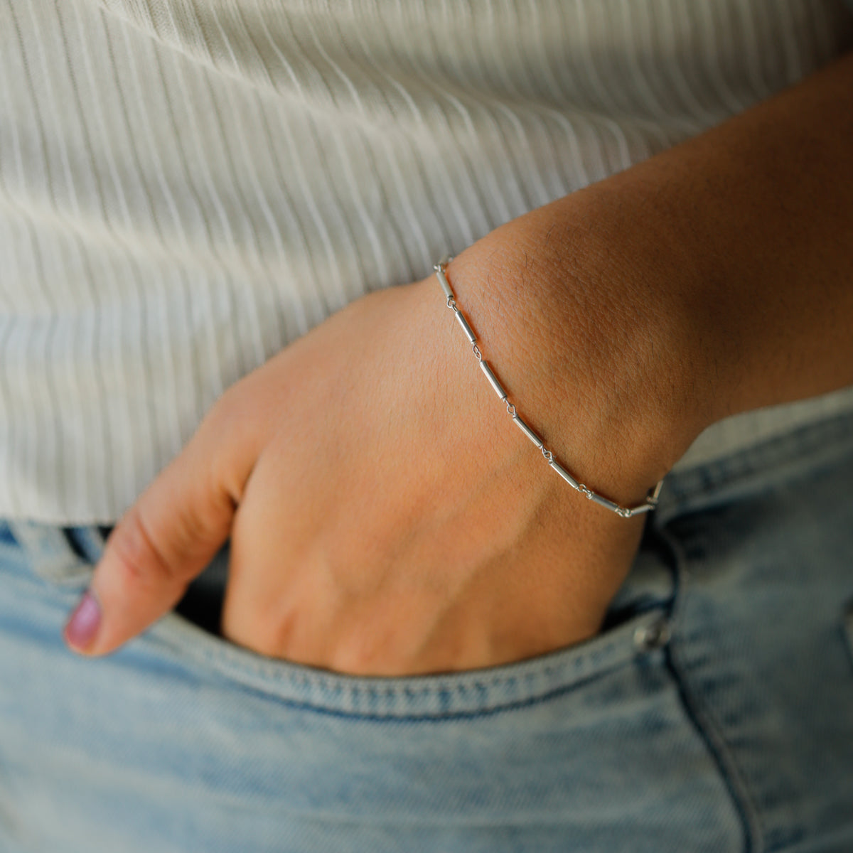 Silver Pipe Bracelet