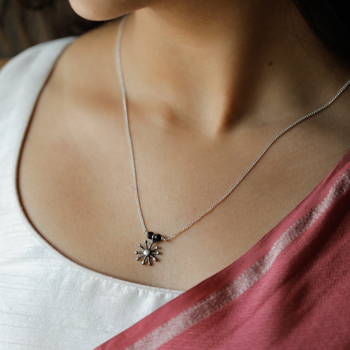 Snowflake Silver Chain Mangalsutra