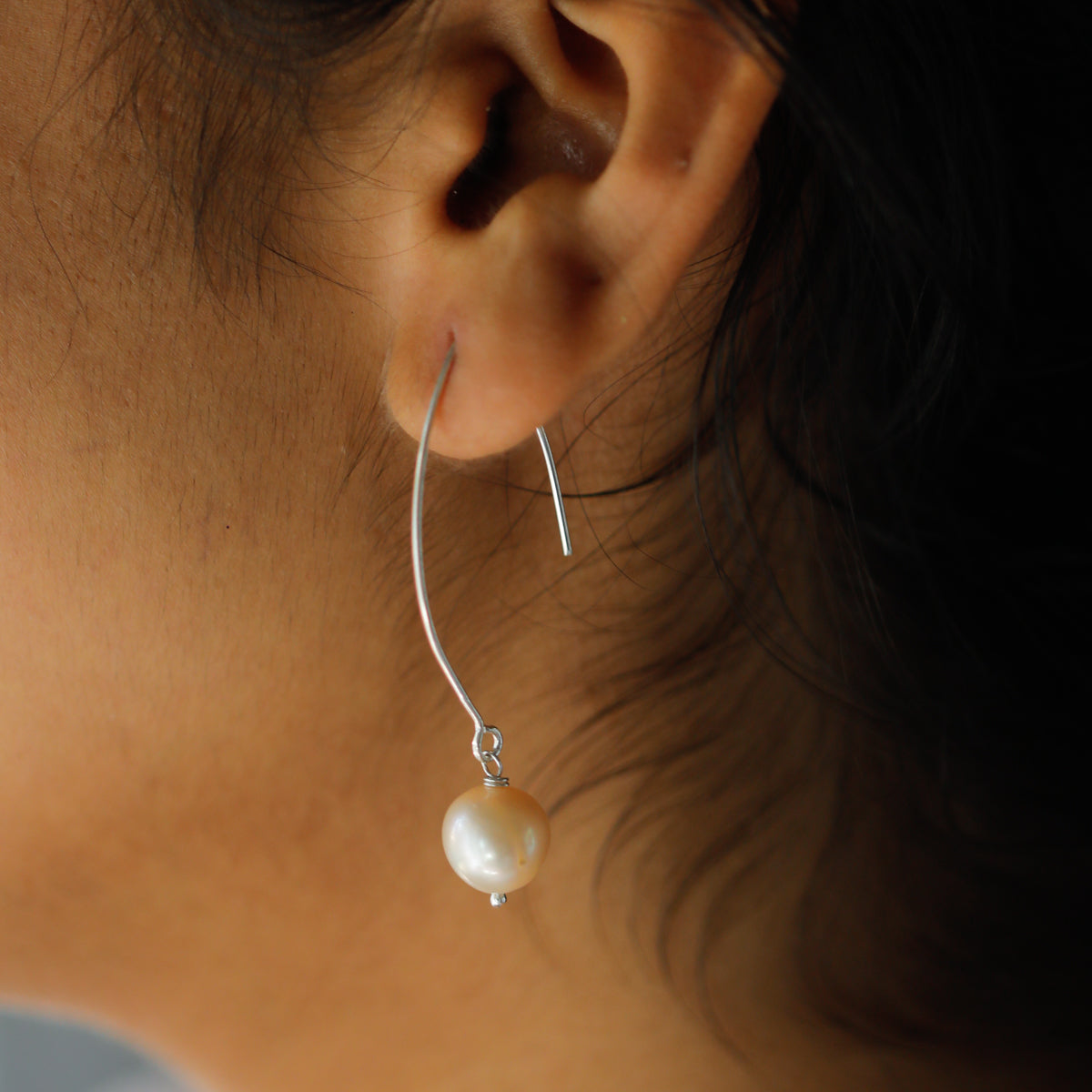 Fresh Water Pearl Silver Dangler Earrings