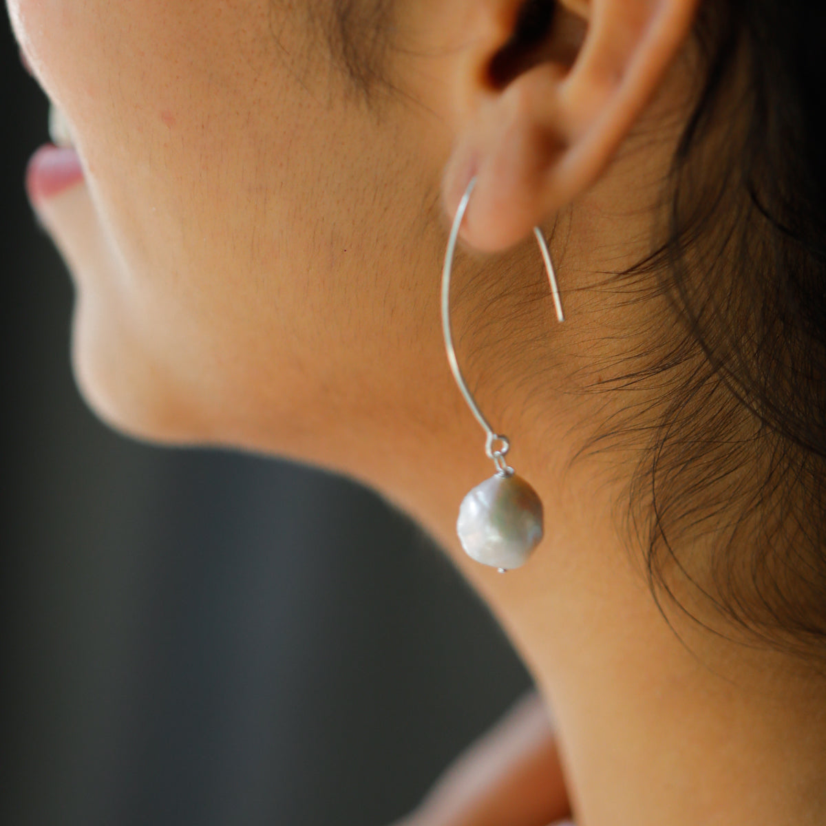 Baroque Pearl Silver Dangler Earrings