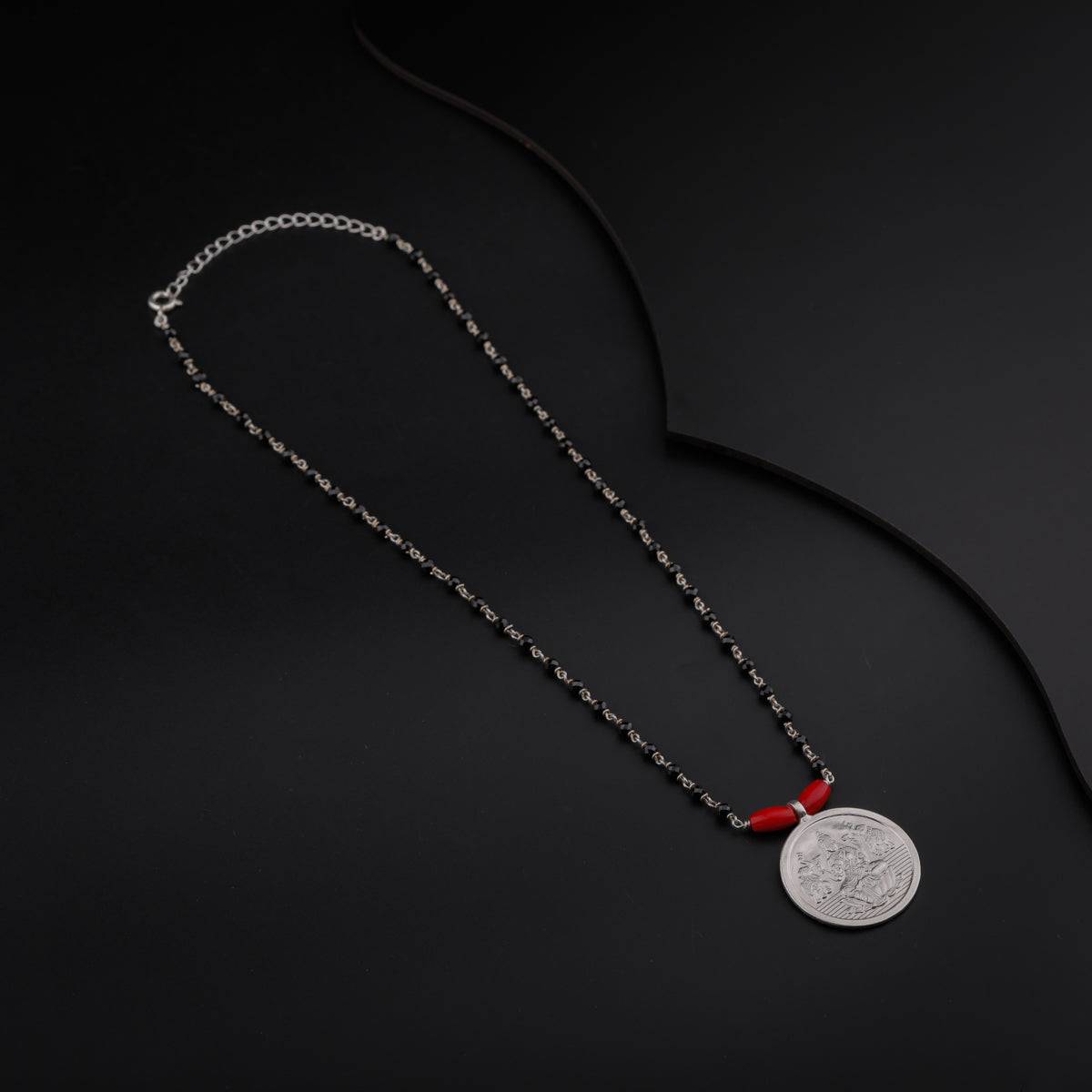 Silver Coin Putali Mangalsutra with Corals