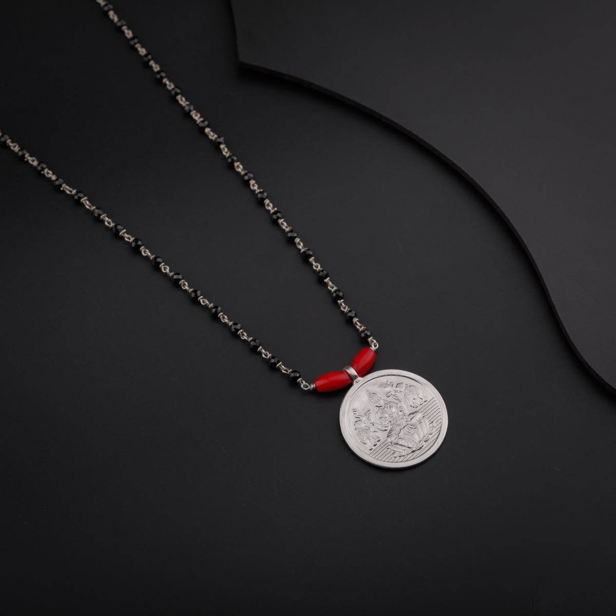 Silver Coin Putali Mangalsutra with Corals