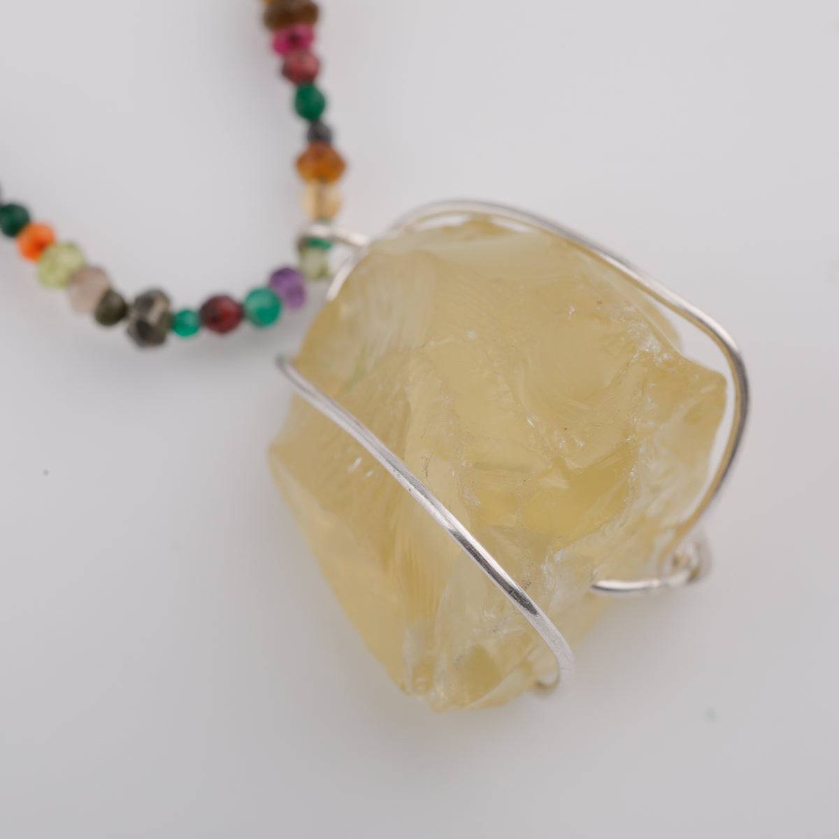 Silver Multicolor Chain with Citrine Pendant