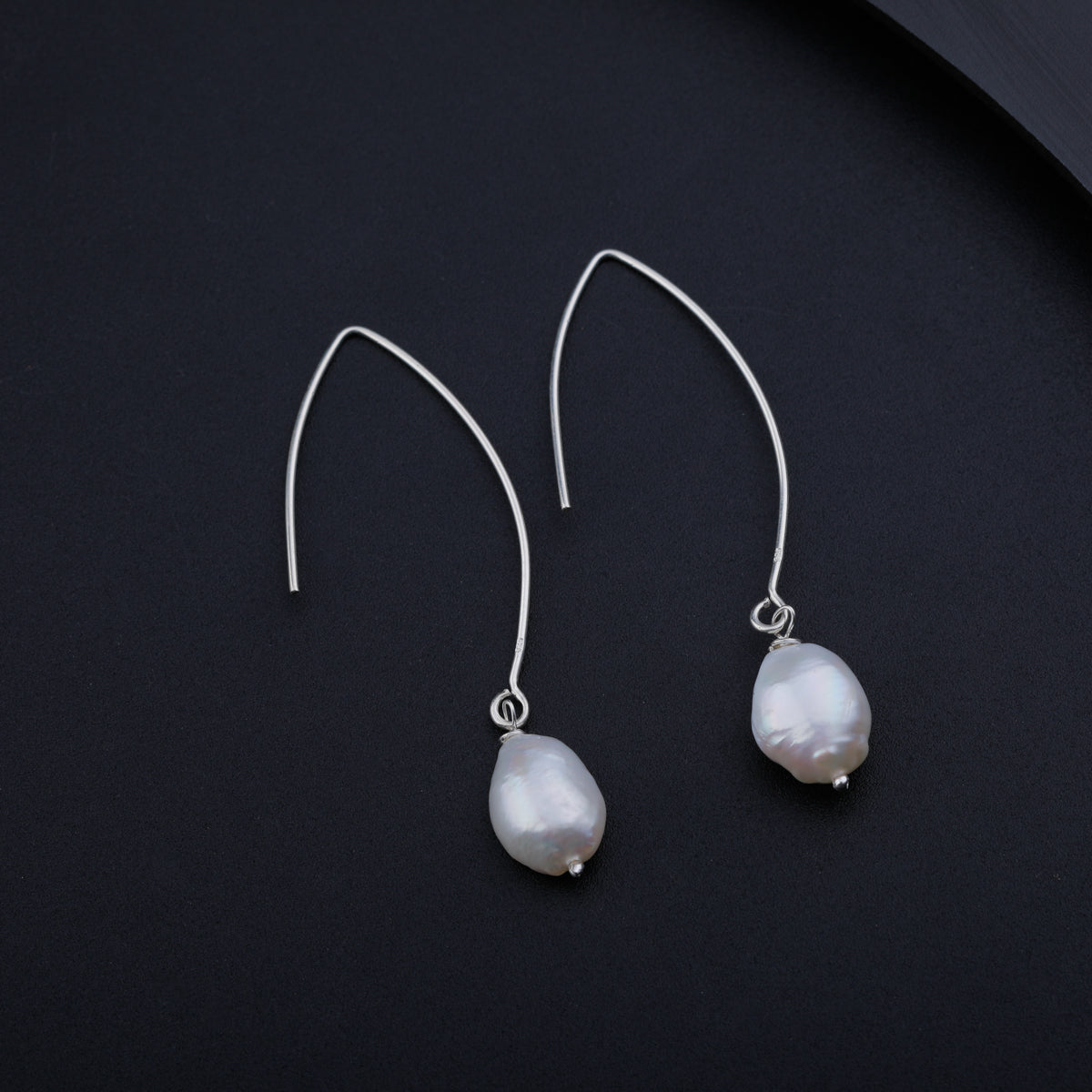 Baroque Pearl Silver Dangler Earrings