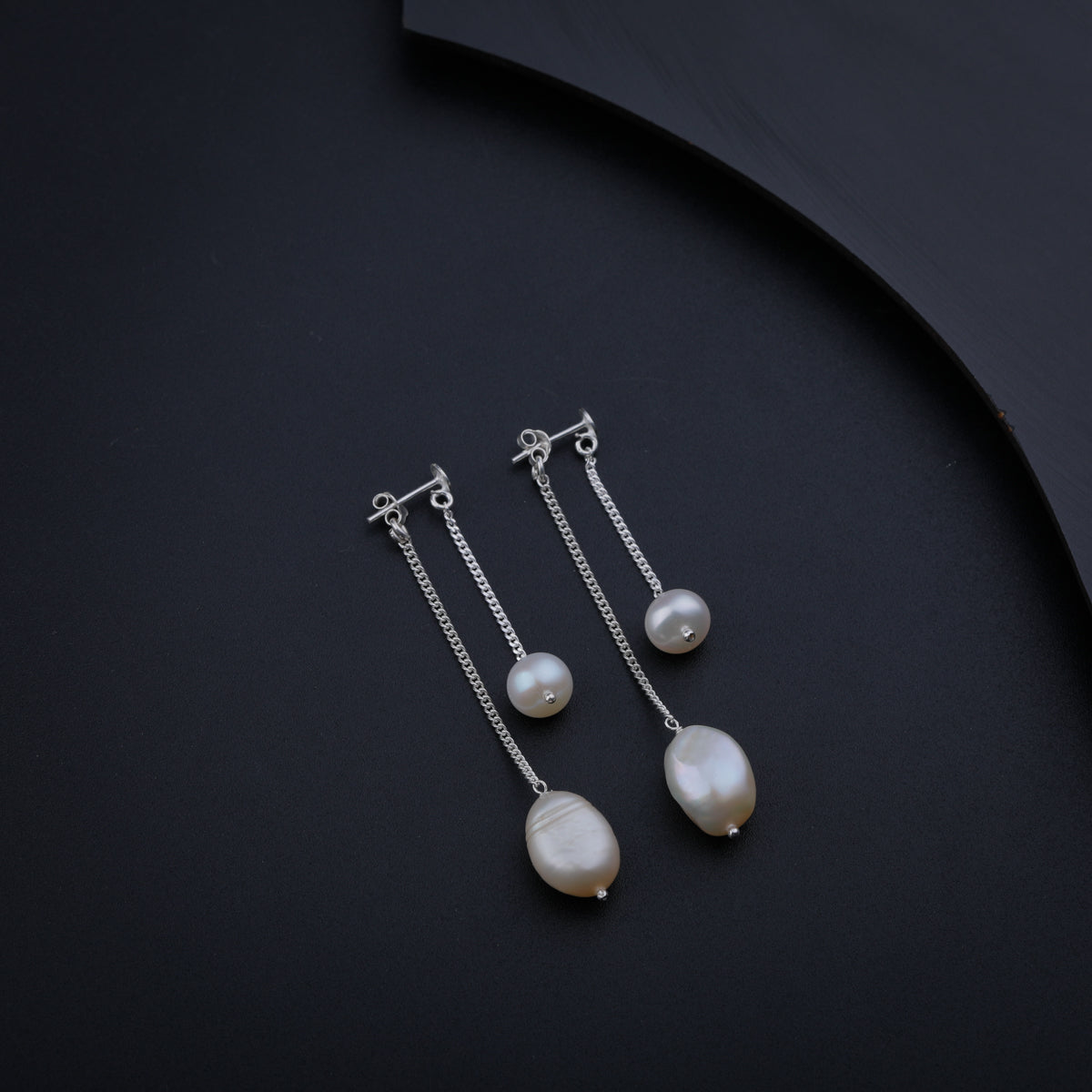 Double Pearl Drops Earring