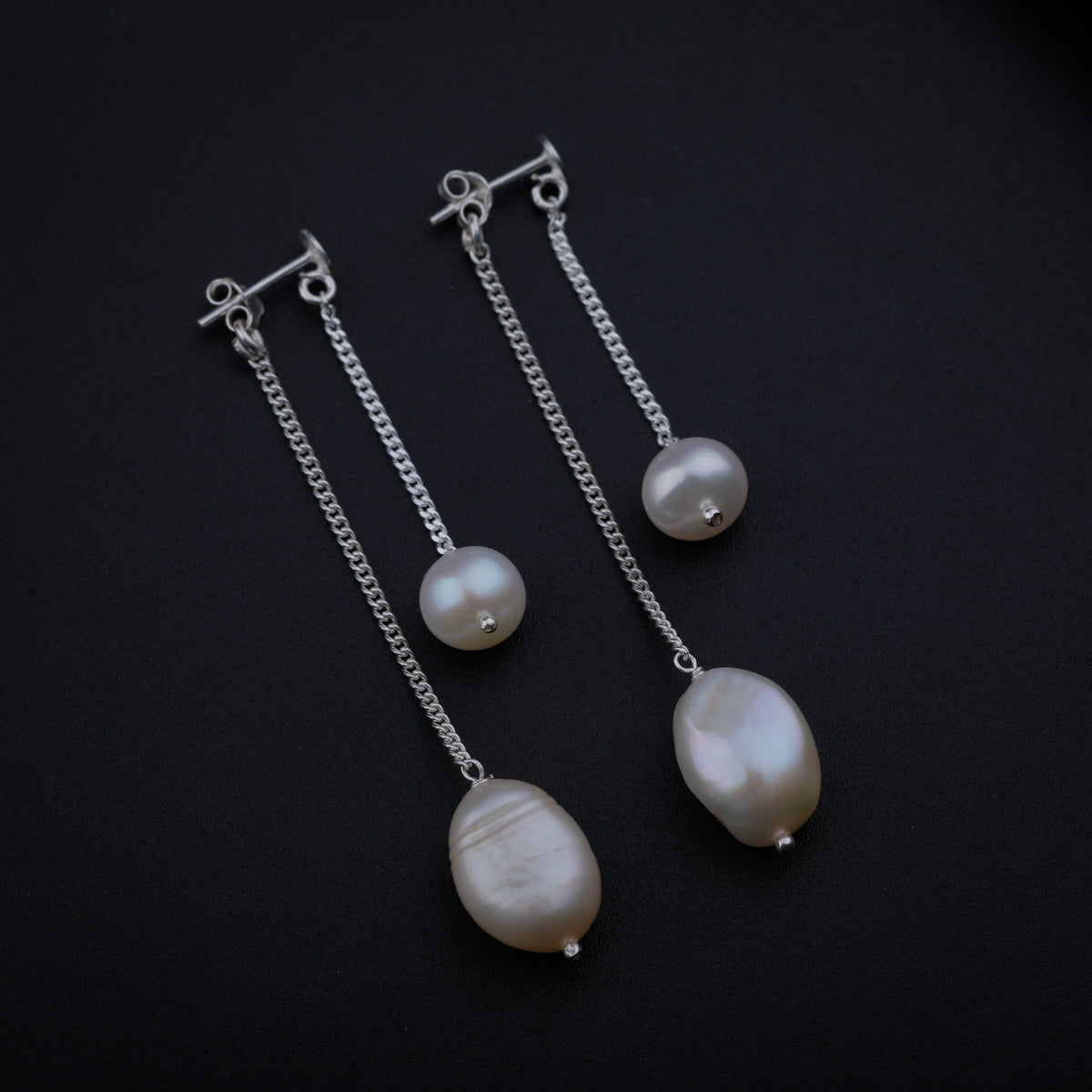 Double Pearl Drops Earring