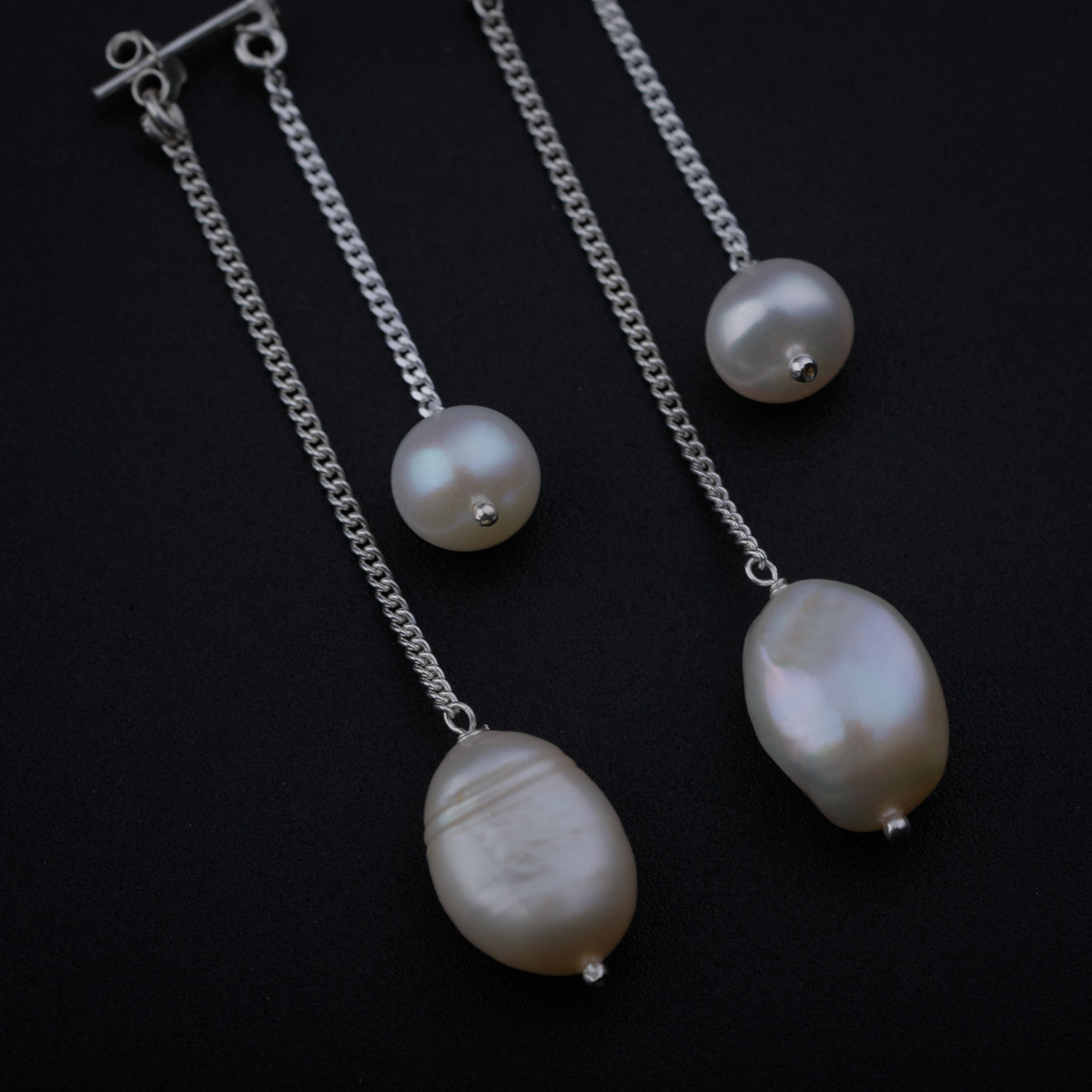 Double Pearl Drops Earring