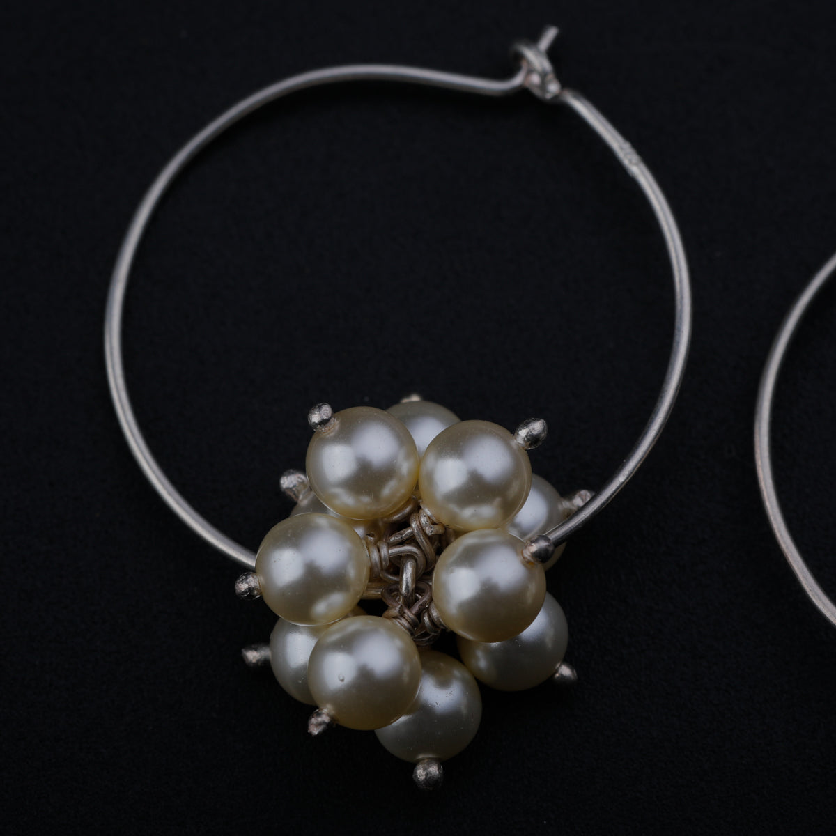 Pearl Bunch Silver Hoop