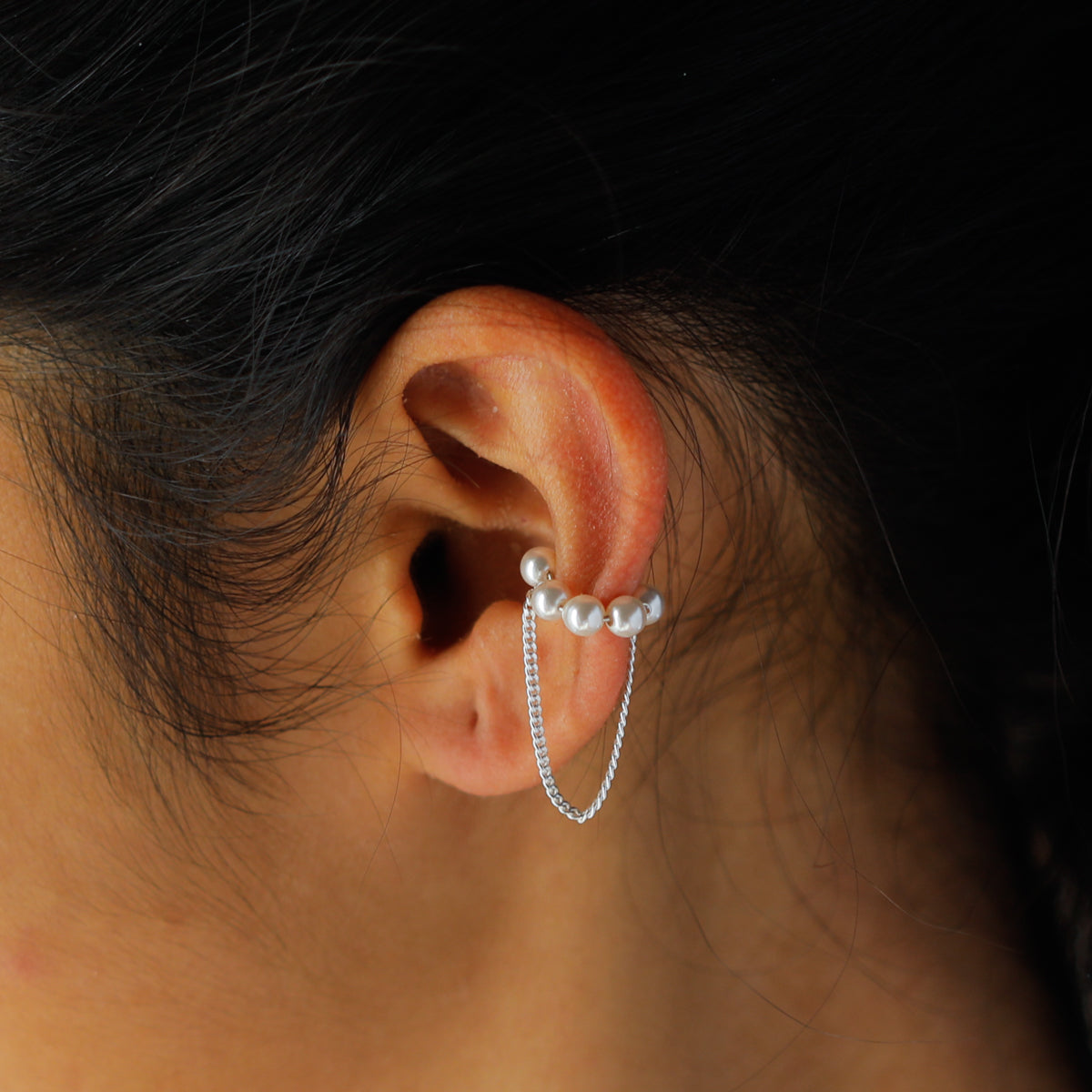 Pearl Layer and Chain Earcuff