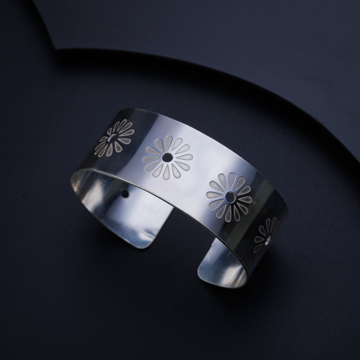 Silver Floral Cuff Bracelet