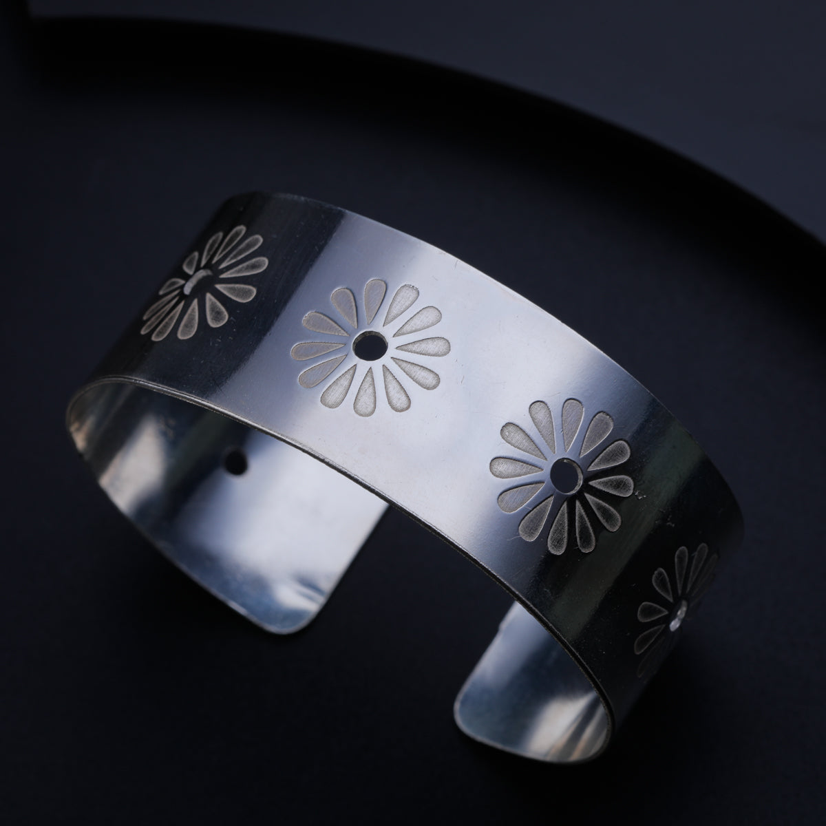 Silver Floral Cuff Bracelet