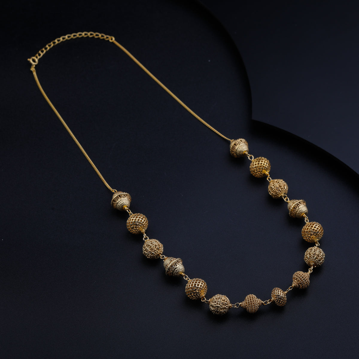 Silver Filigree Bead Necklace (Gold Plated)