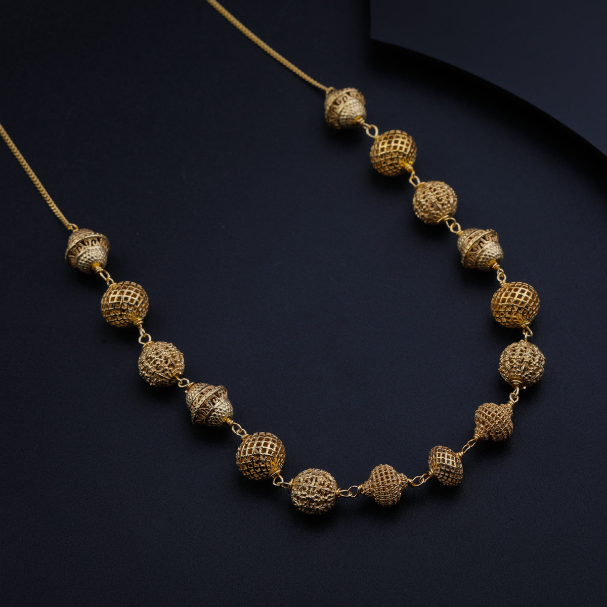 Silver Filigree Bead Necklace (Gold Plated)