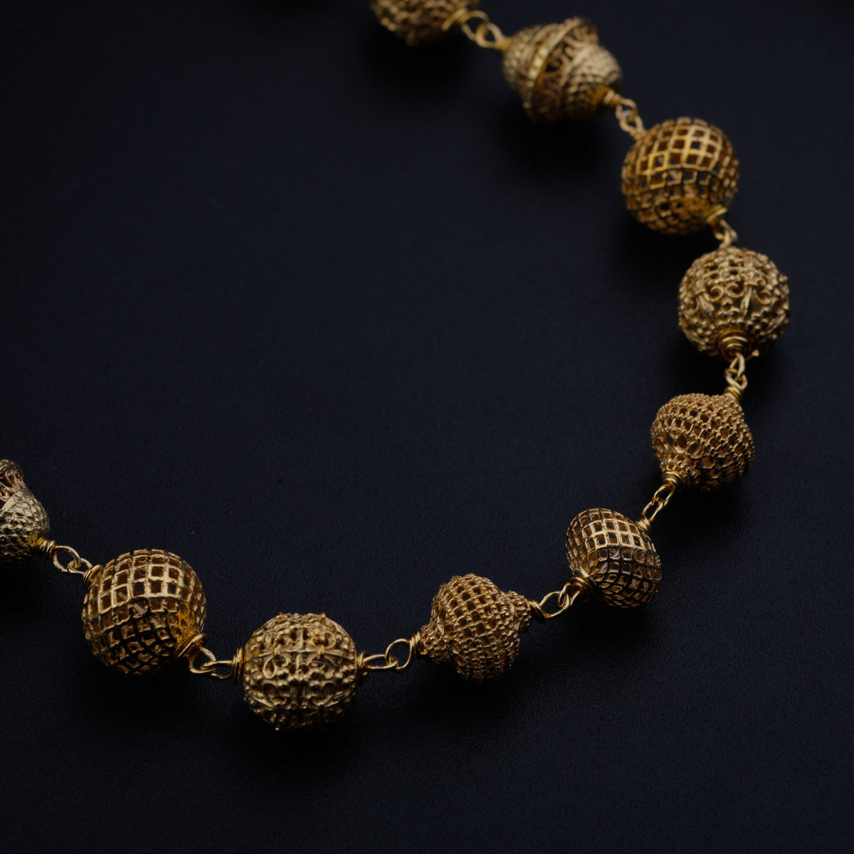 Silver Filigree Bead Necklace (Gold Plated)