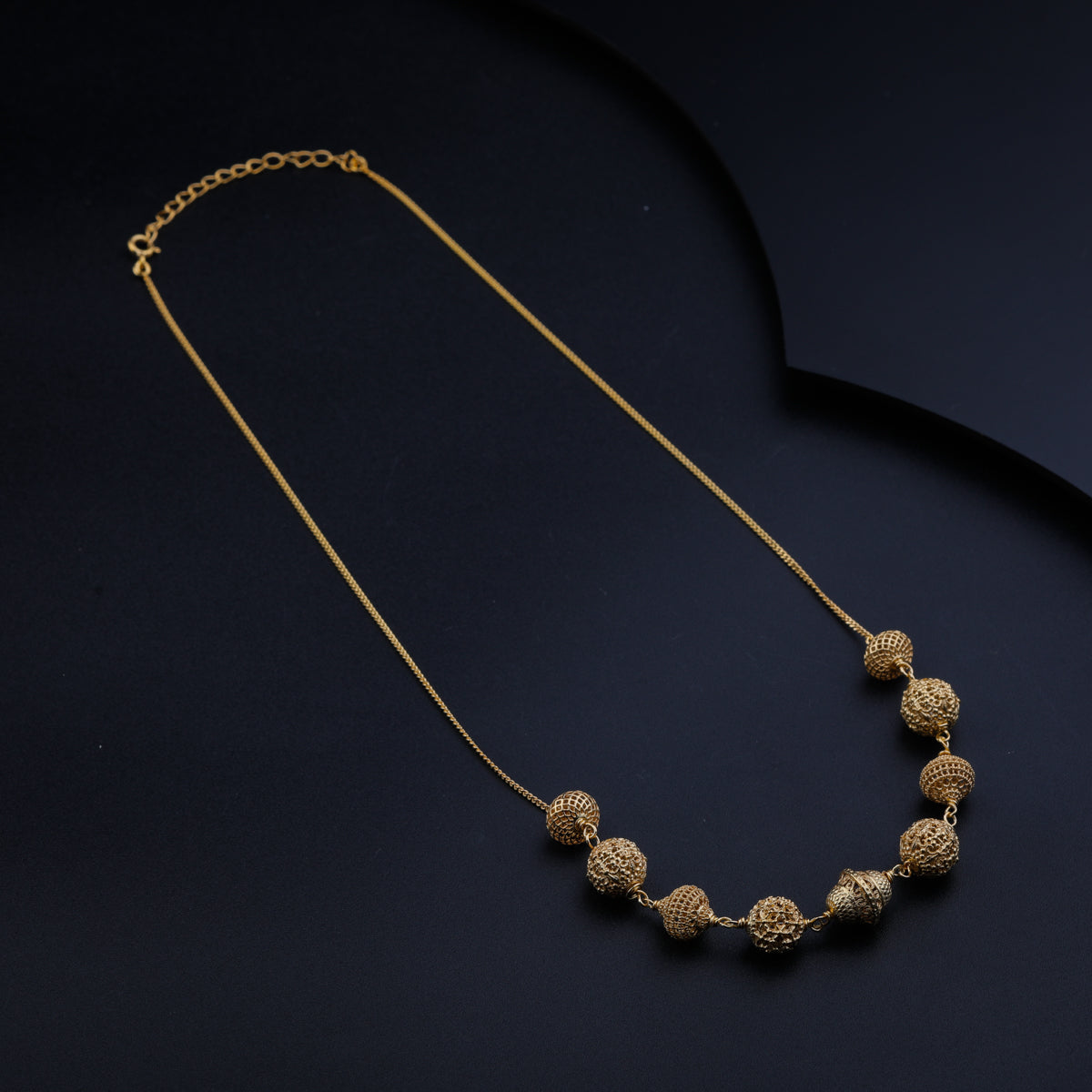 Silver Filigree Bead Necklace (Gold Plated)