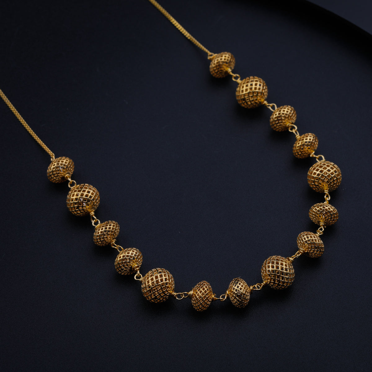 Silver Filigree Bead Necklace (Gold Plated)