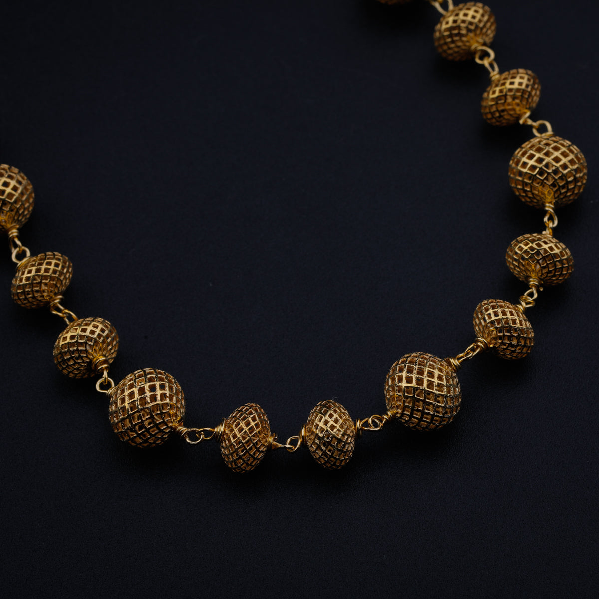 Silver Filigree Bead Necklace (Gold Plated)