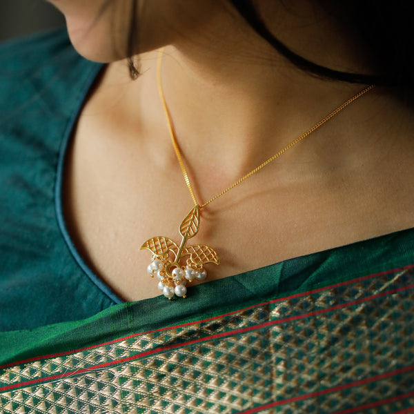 Silver Leaf Filigree Necklace |  92.5 Silver | 22K Gold Plated