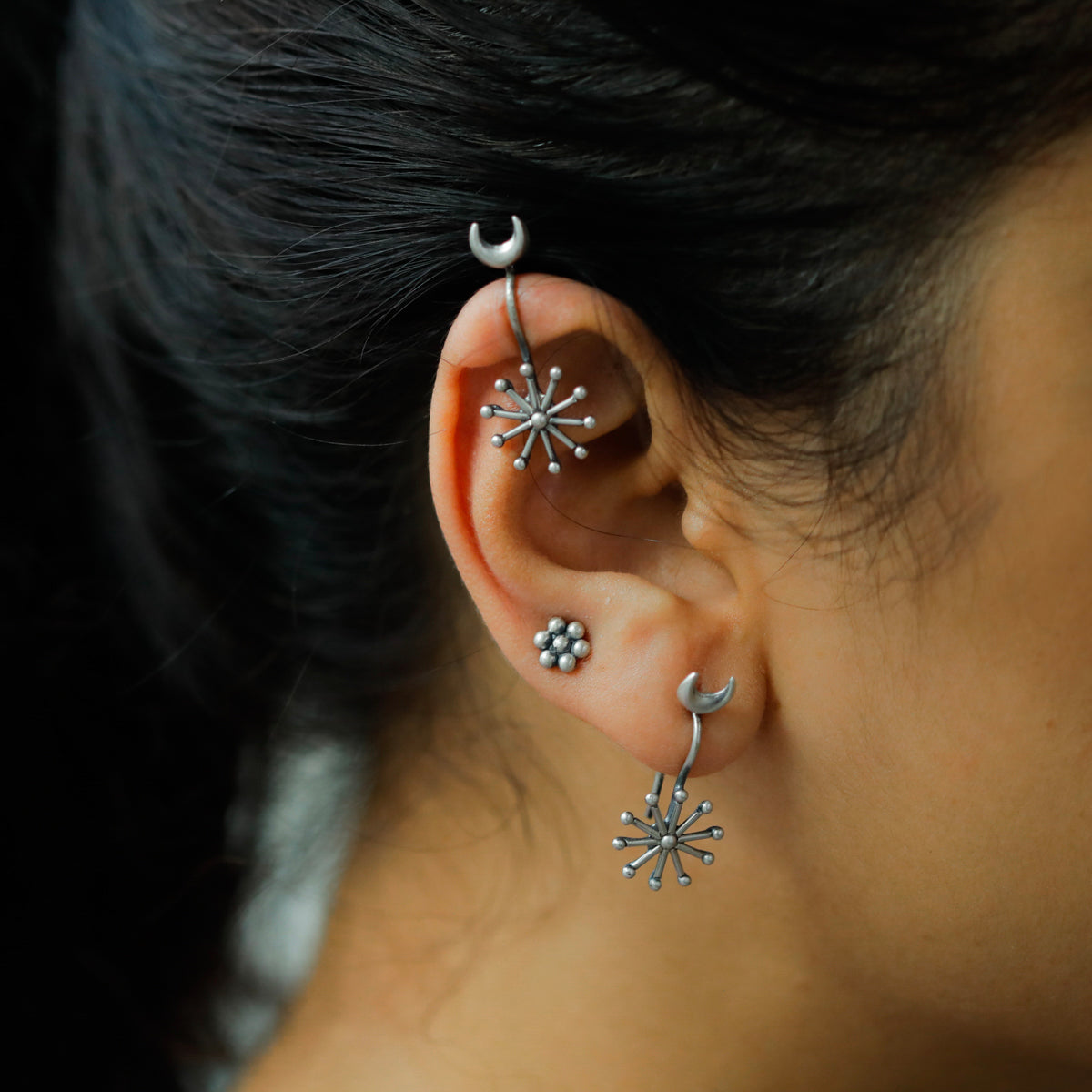 Silver Chandrakor Snowflake Bugadi (Clip on)