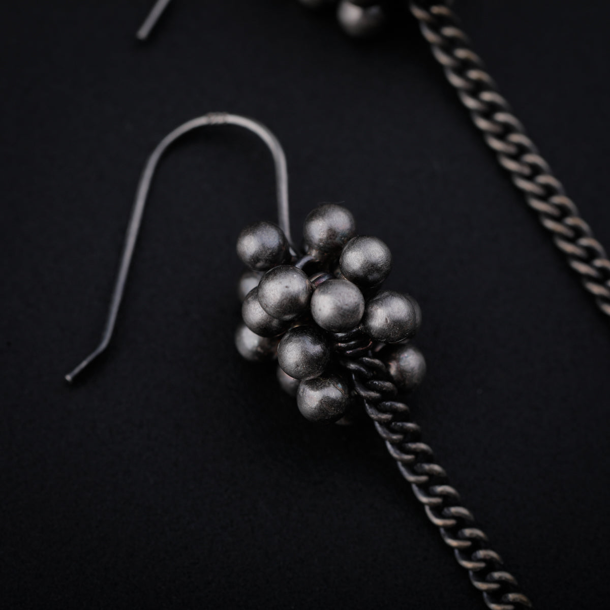 Oxidized Silver Beads Dangler Earrings