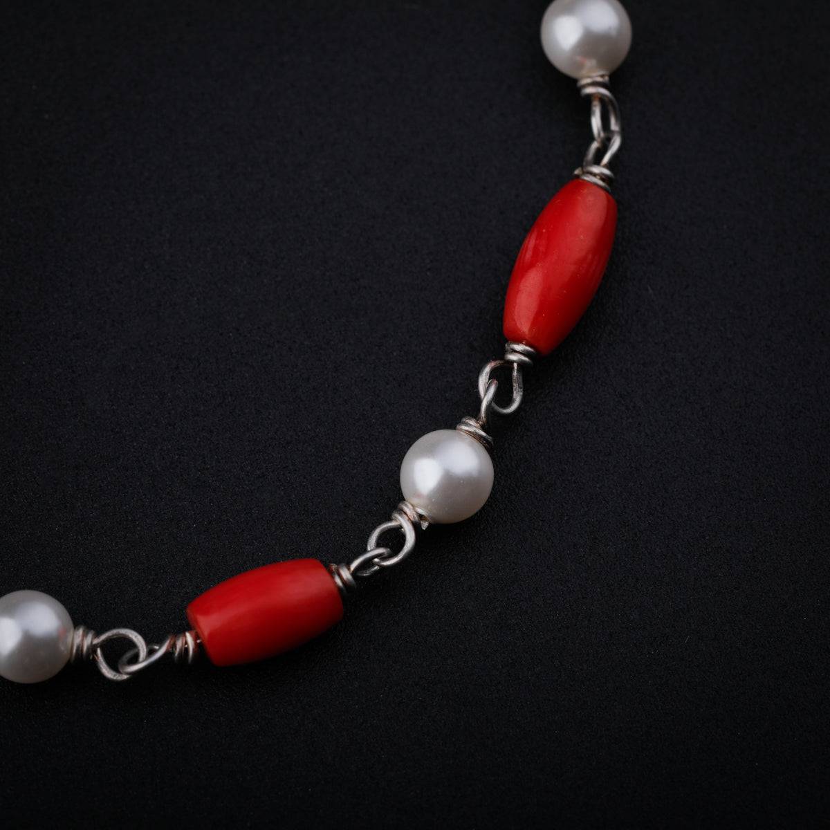 Silver Bracelet with Pearl and Corals