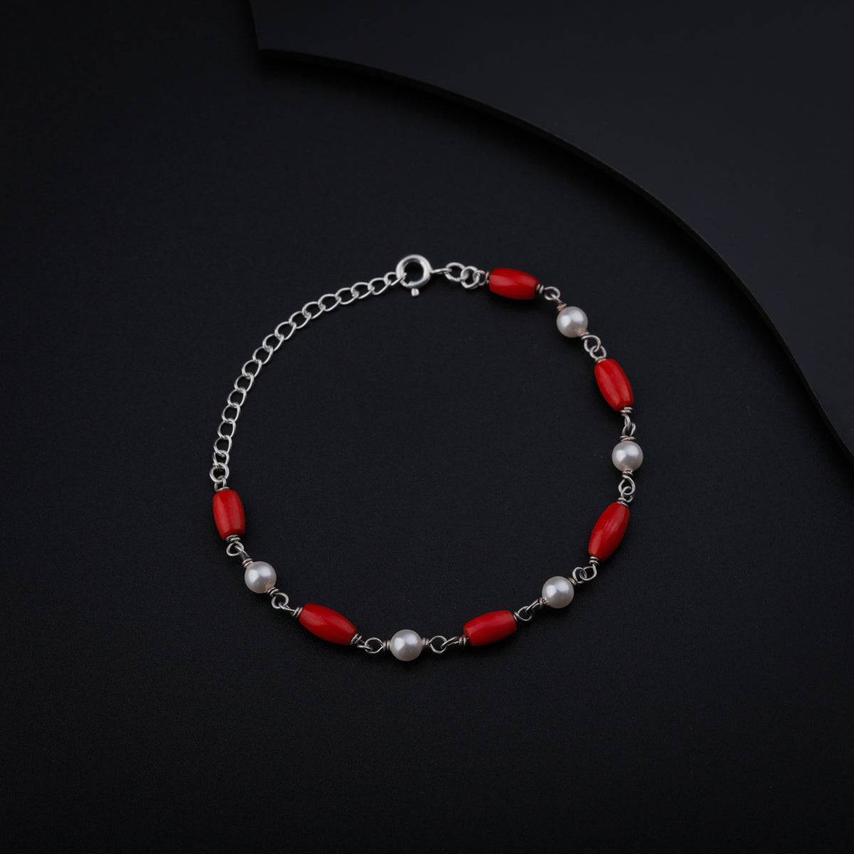 Silver Bracelet with Pearl and Corals