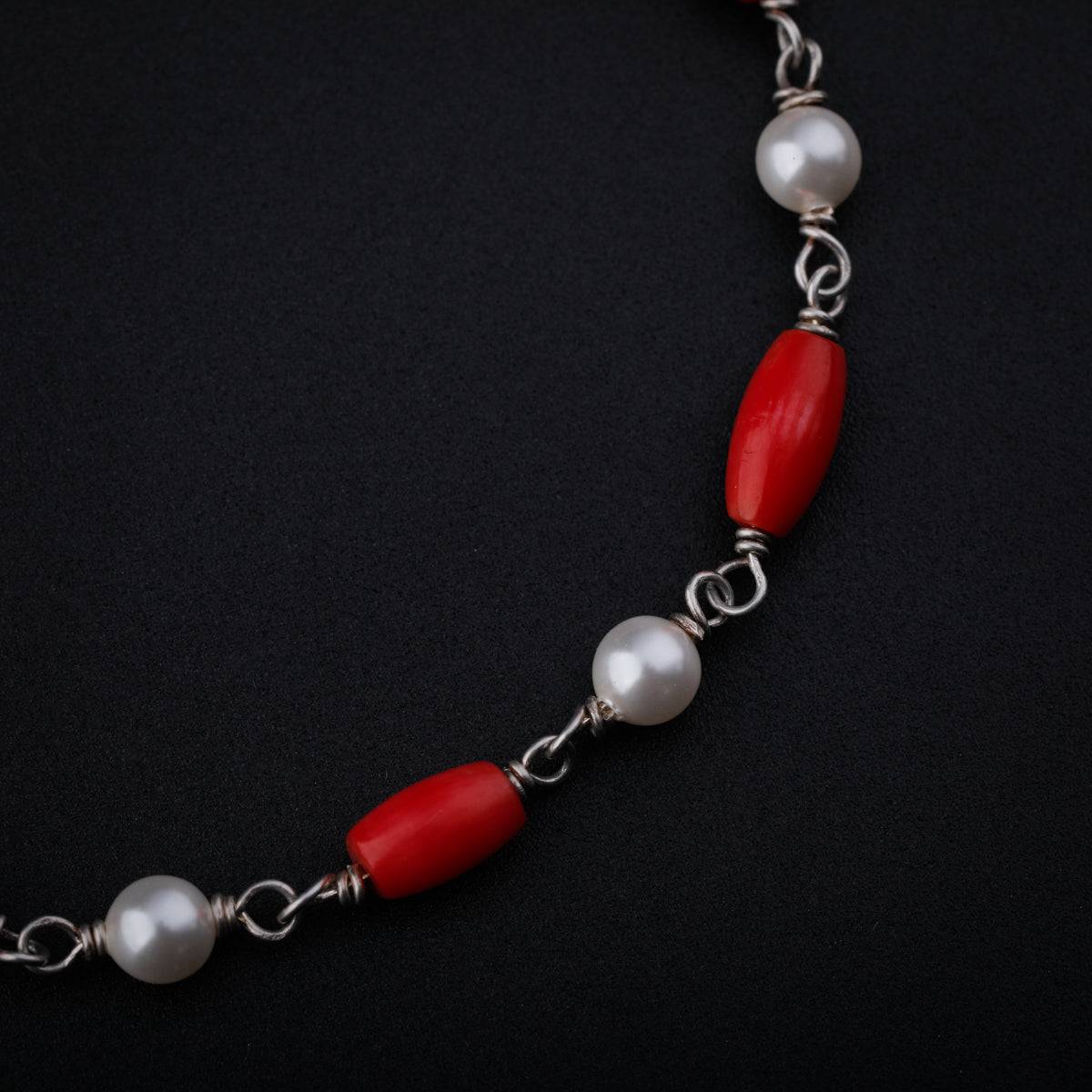 Silver Bracelet with Pearl and Corals