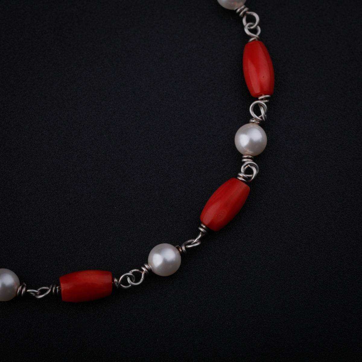 Silver Bracelet with Pearl and Corals