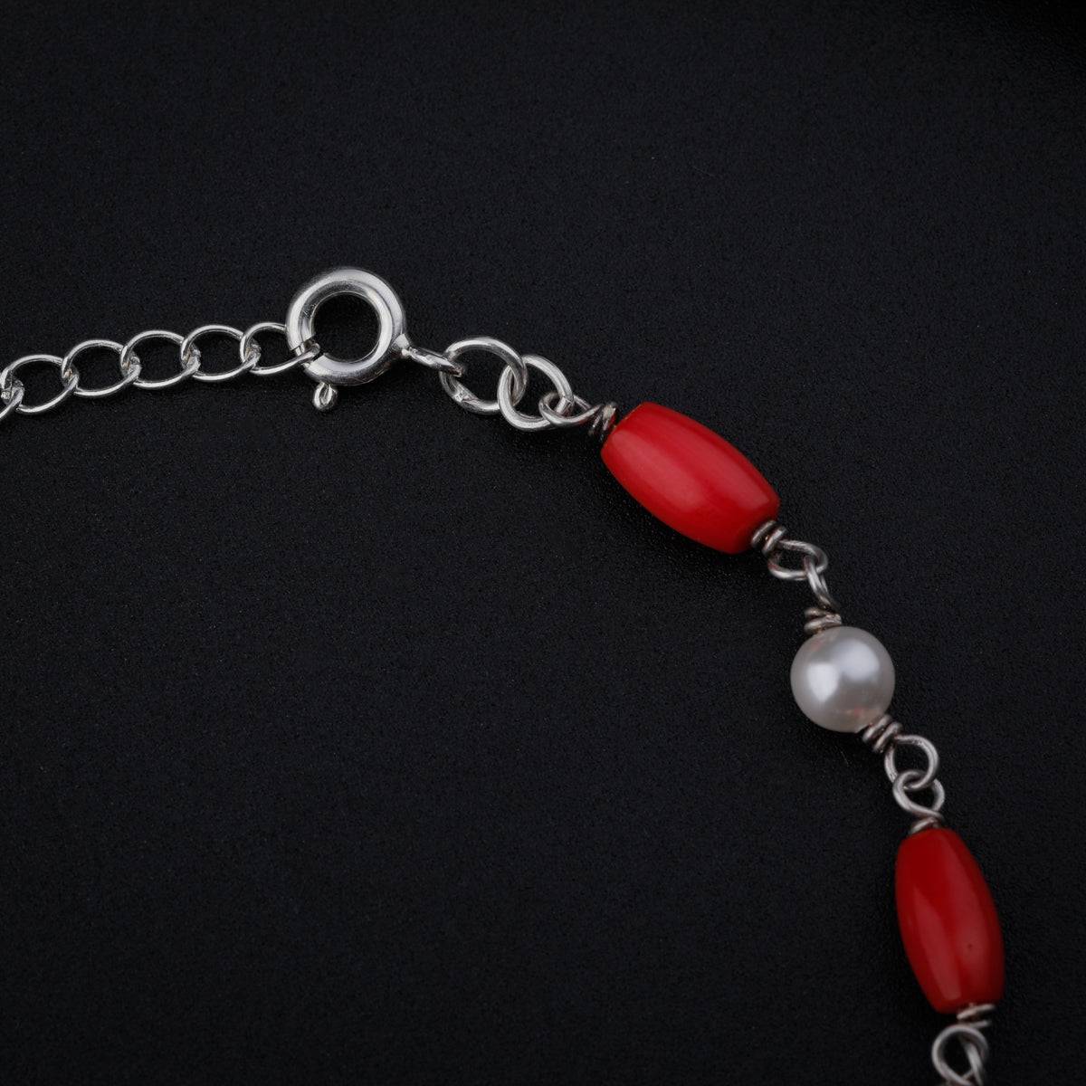 Silver Bracelet with Pearl and Corals