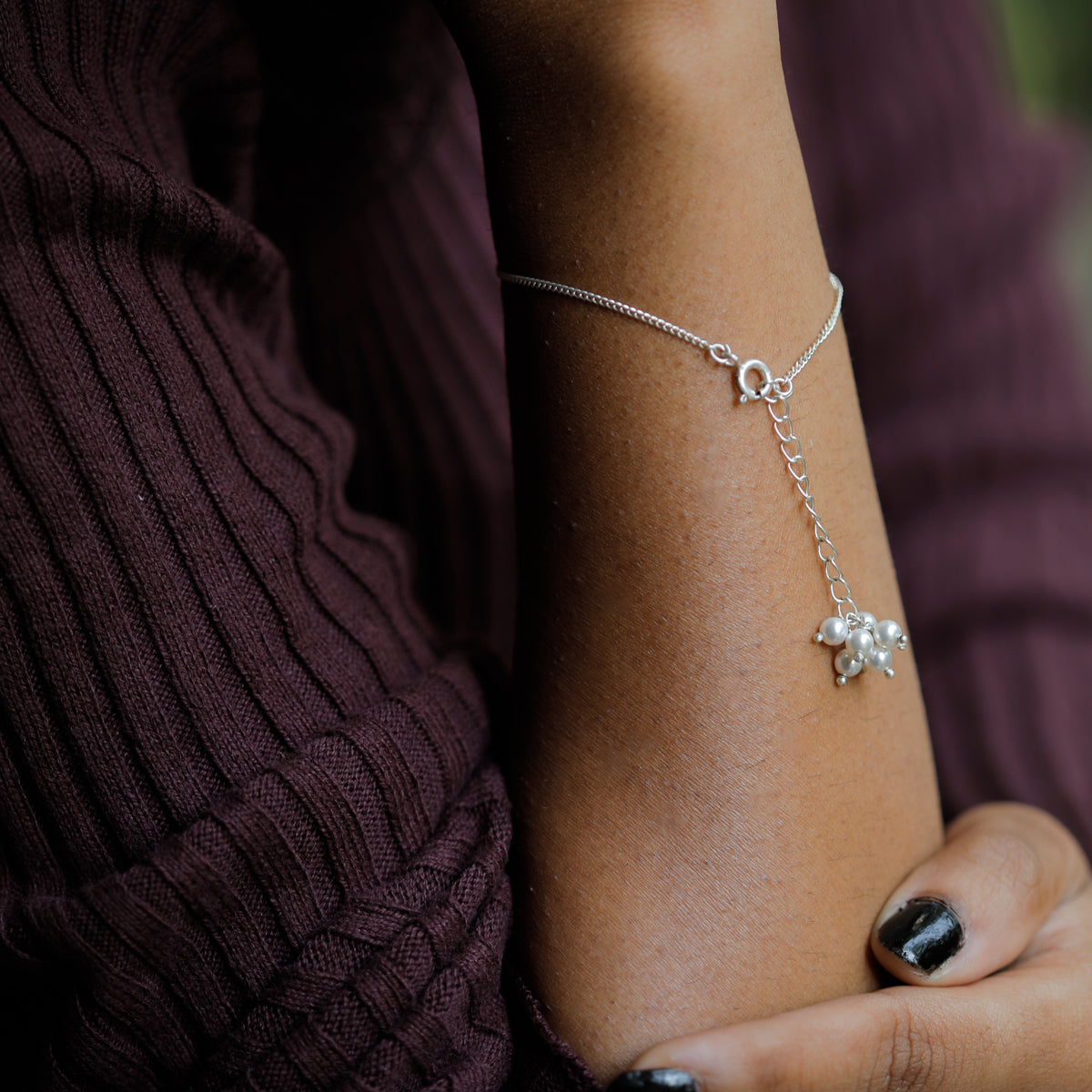 Pearl Chain Bracelet with Pearl Bunch